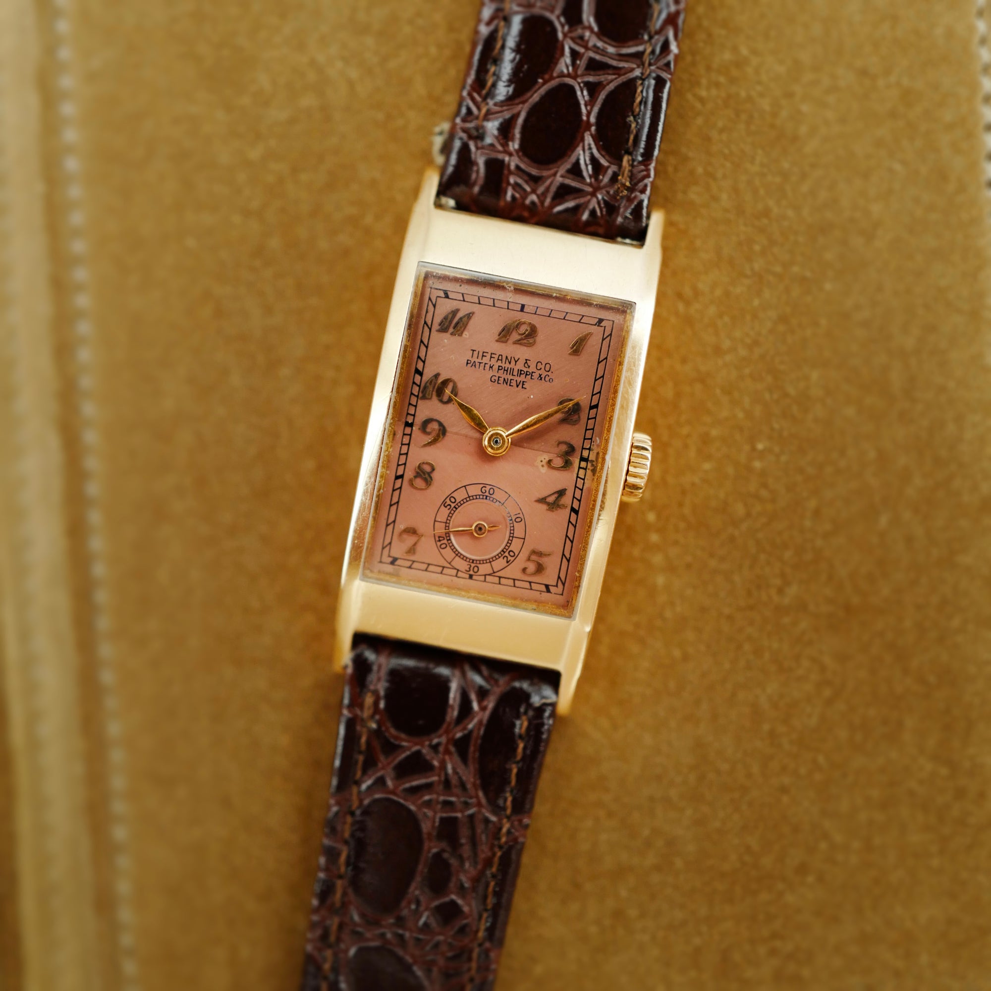 Patek Philippe Pink Gold Rectangular Watch Ref. 425 Retailed by Tiffany &amp; Co.