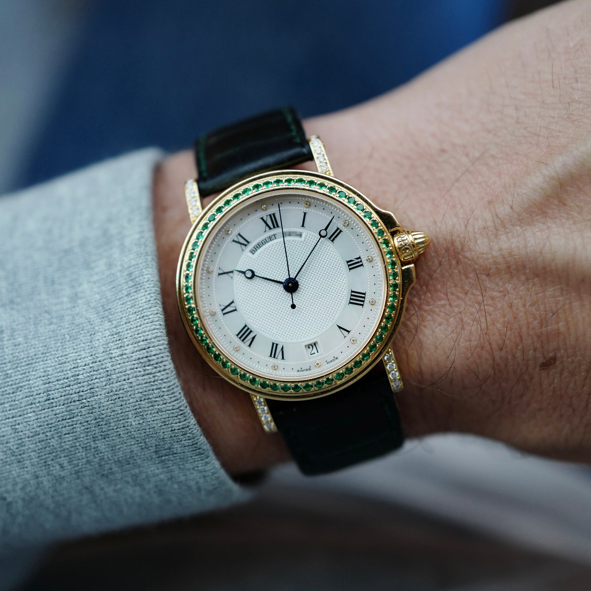Breguet Yellow Gold Emerald &amp; Diamond Watch (New Arrival)