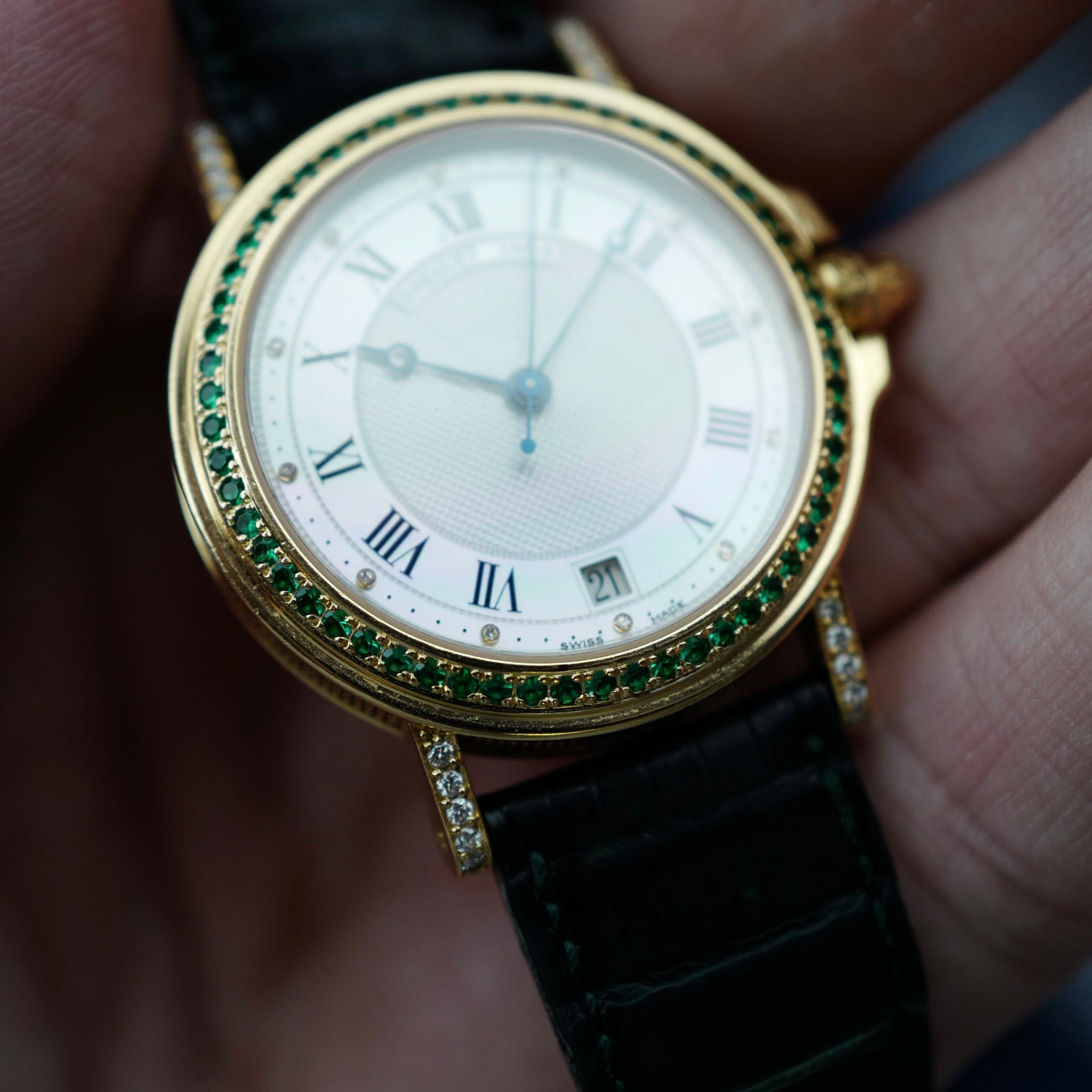 Breguet Yellow Gold Emerald &amp; Diamond Watch (New Arrival)