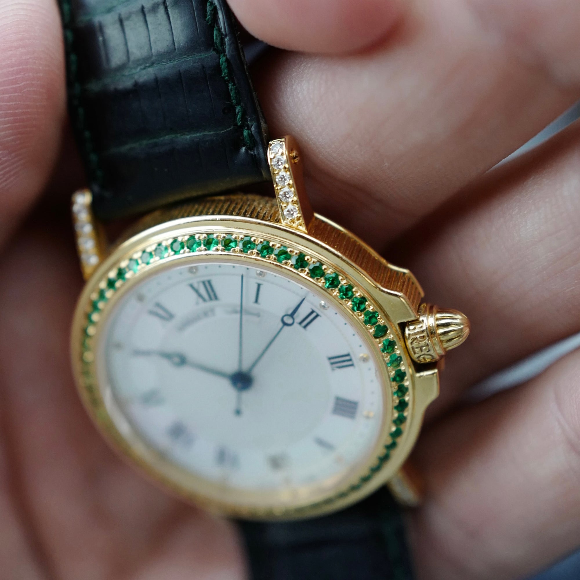 Breguet Yellow Gold Emerald &amp; Diamond Watch (New Arrival)