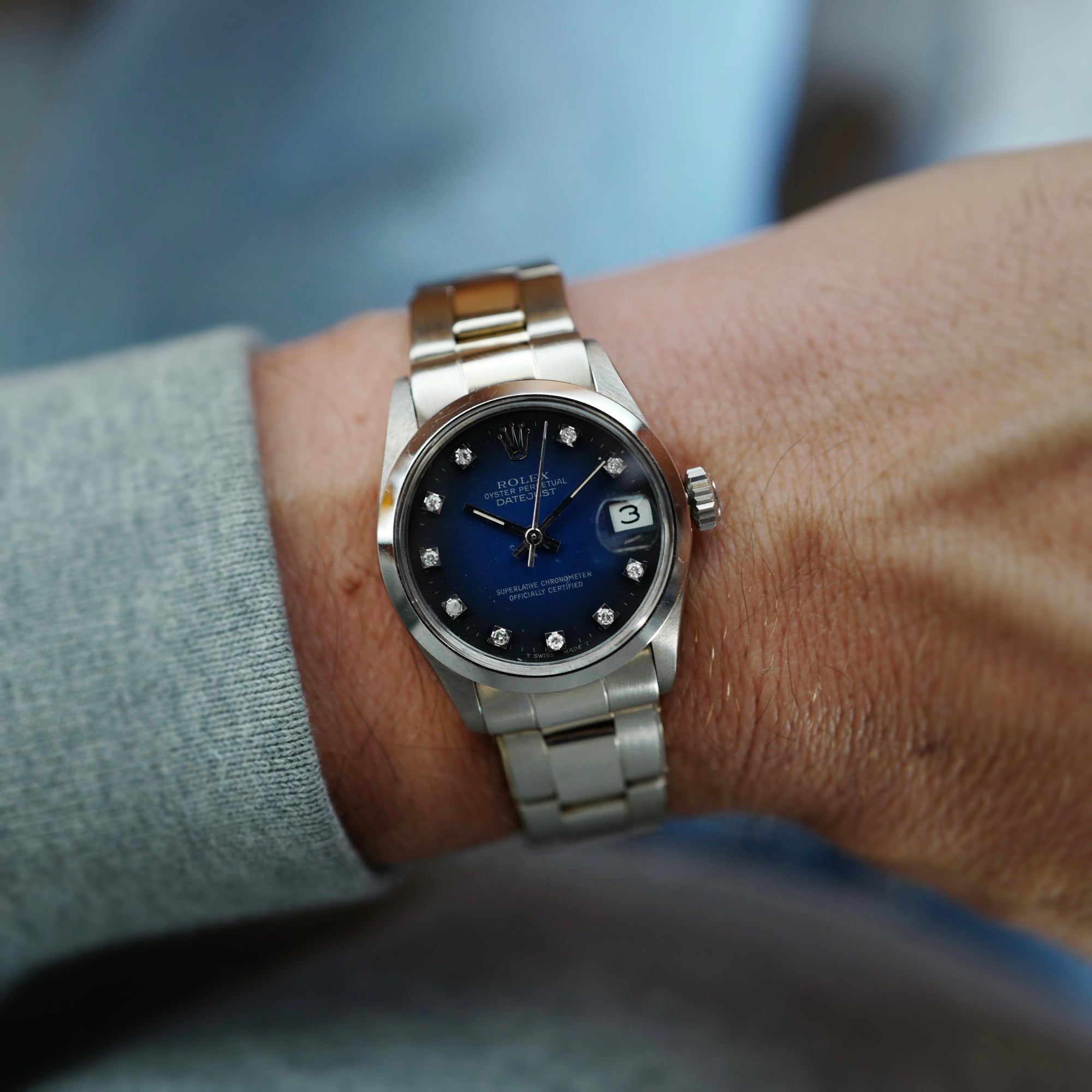 Rolex White Gold Datejust Ref. 6824 with Blue Vignette Dial