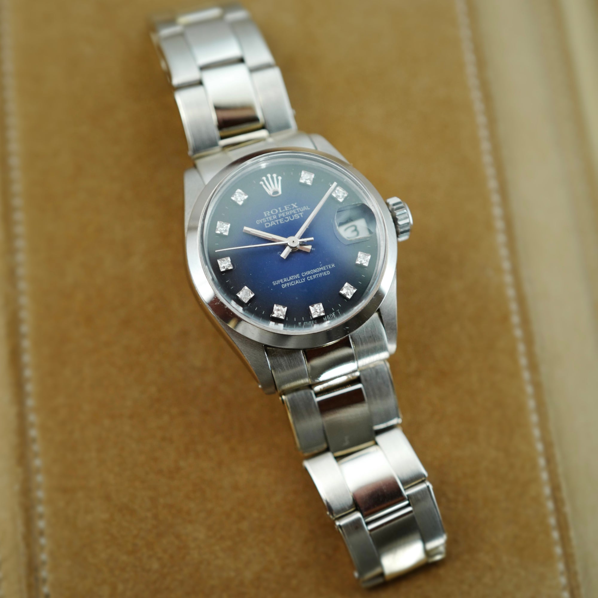 Rolex White Gold Datejust Ref. 6824 with Blue Vignette Dial