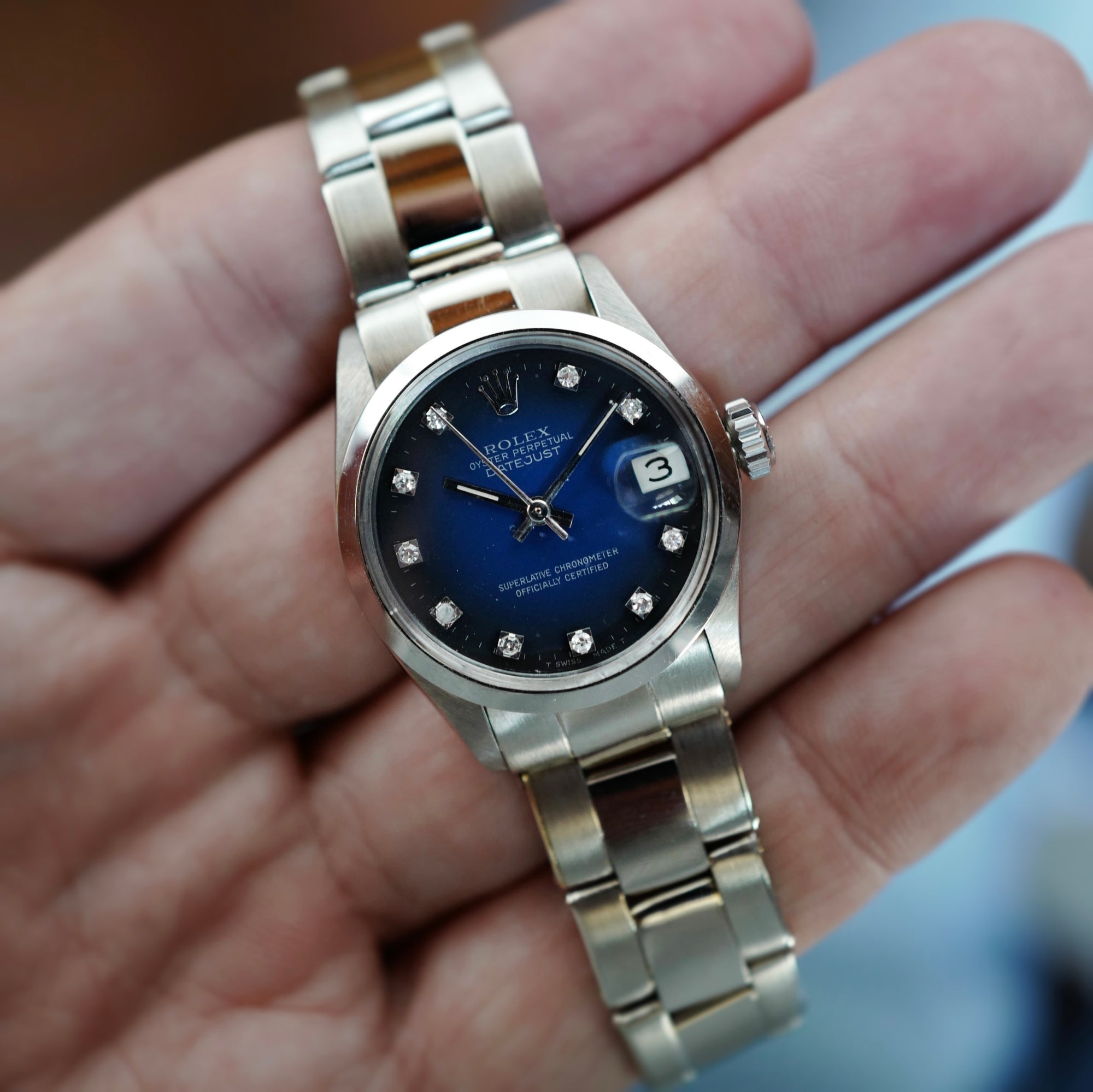 Rolex White Gold Datejust Ref. 6824 with Blue Vignette Dial
