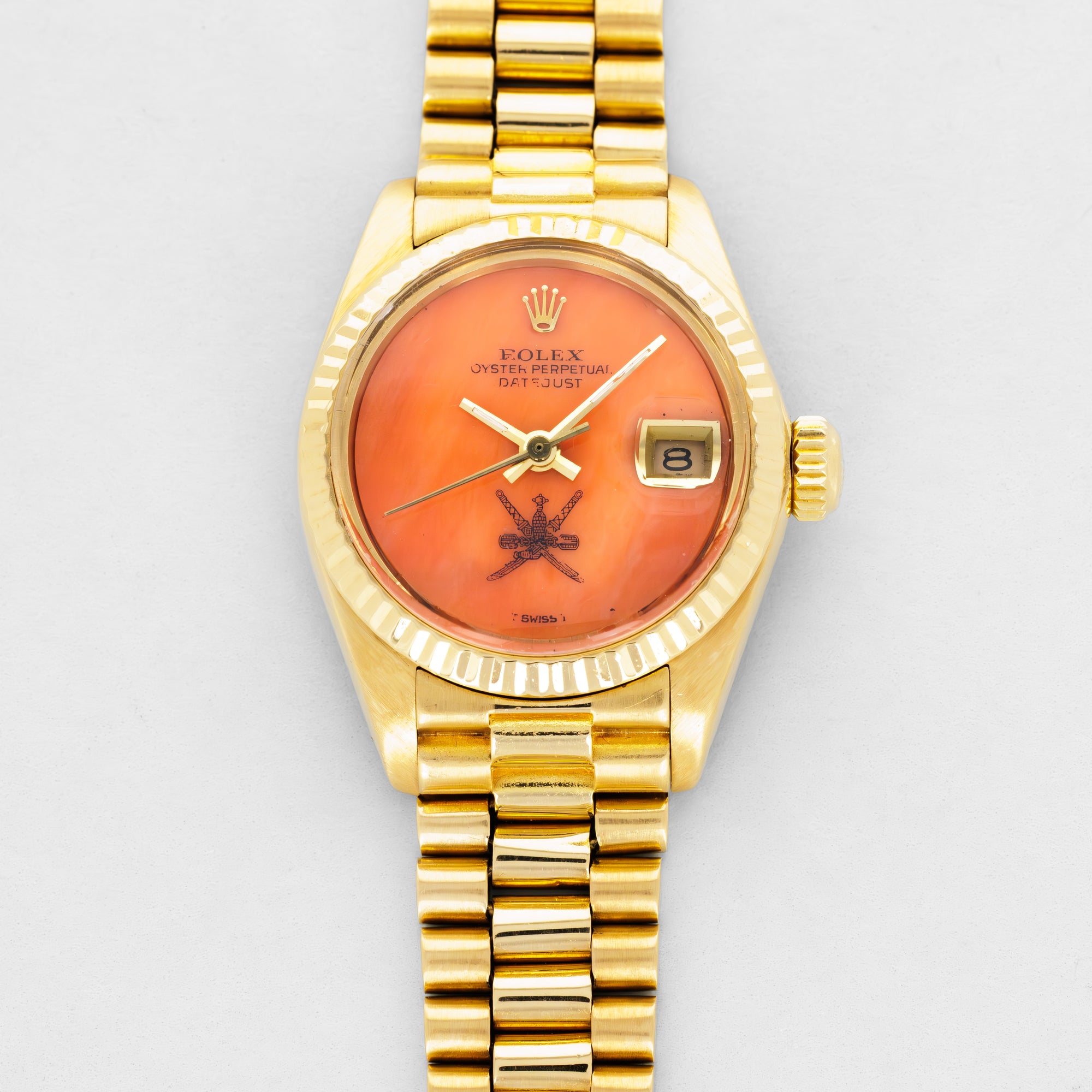 Rolex 6917 Lady-Datejust Coral Dial with Khanjar Emblem of Oman in Original Box