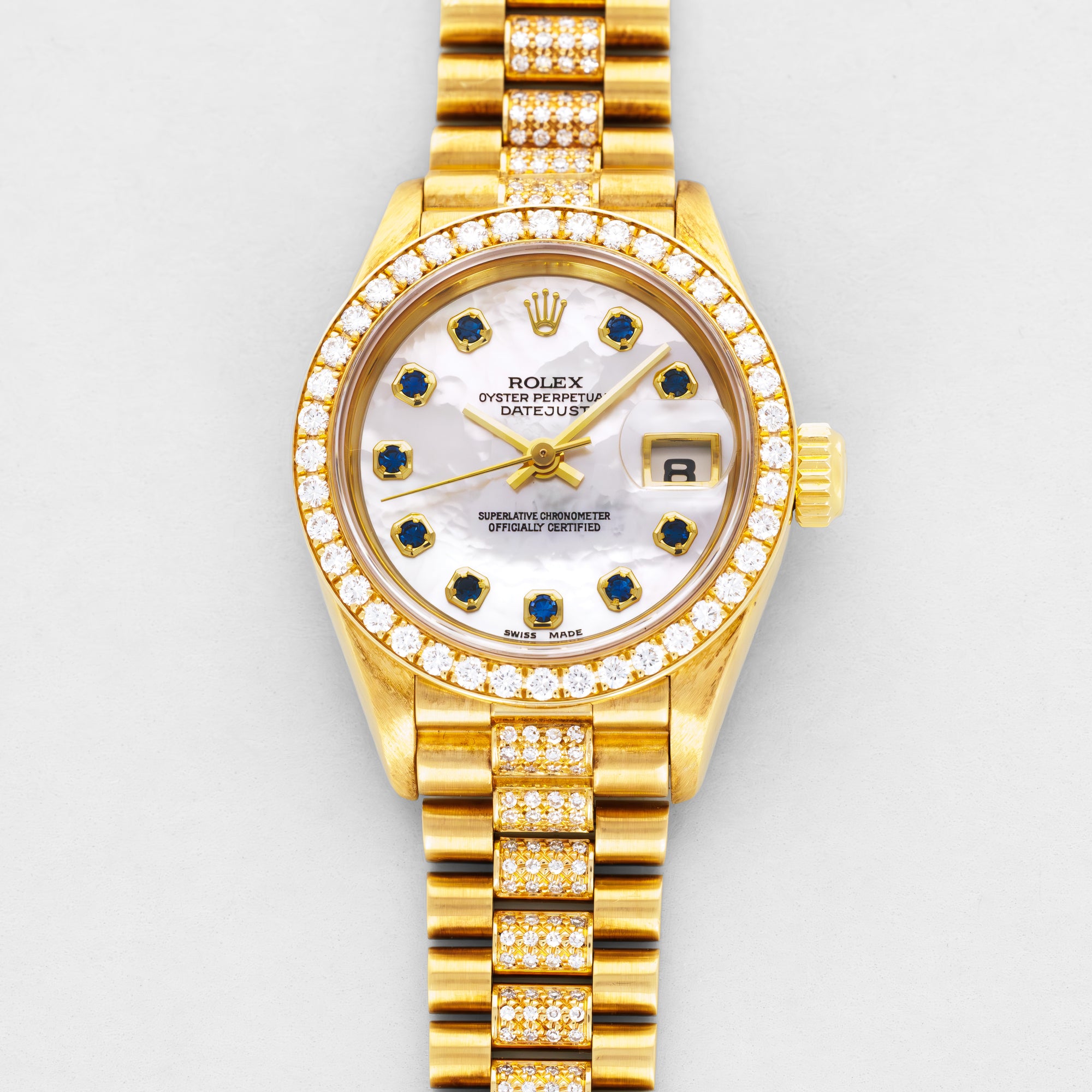 Rolex Yellow Gold Datejust Ref. 69138 Mother of Pearl Dial with Diamond Bezel