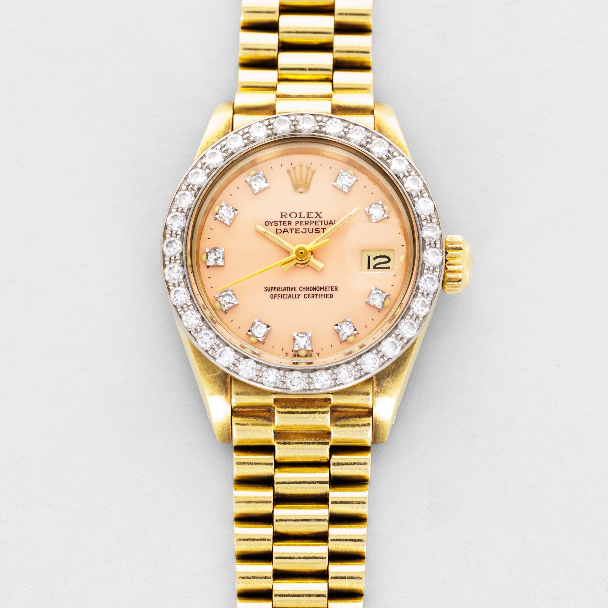 Rolex Yellow Gold Datejust Ref. 6913 Pink Stella Dial