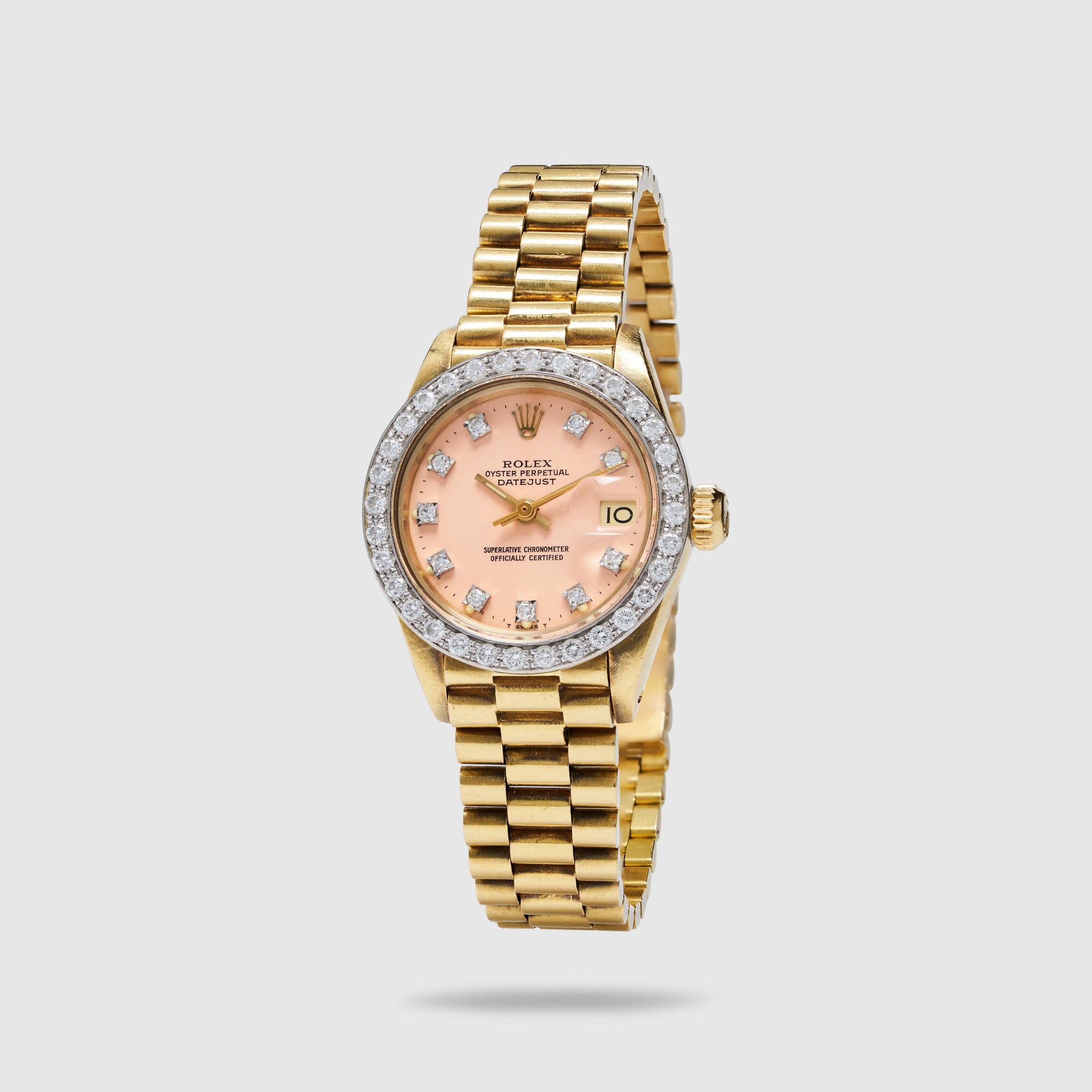 Rolex Yellow Gold Datejust Ref. 6913 Pink Stella Dial