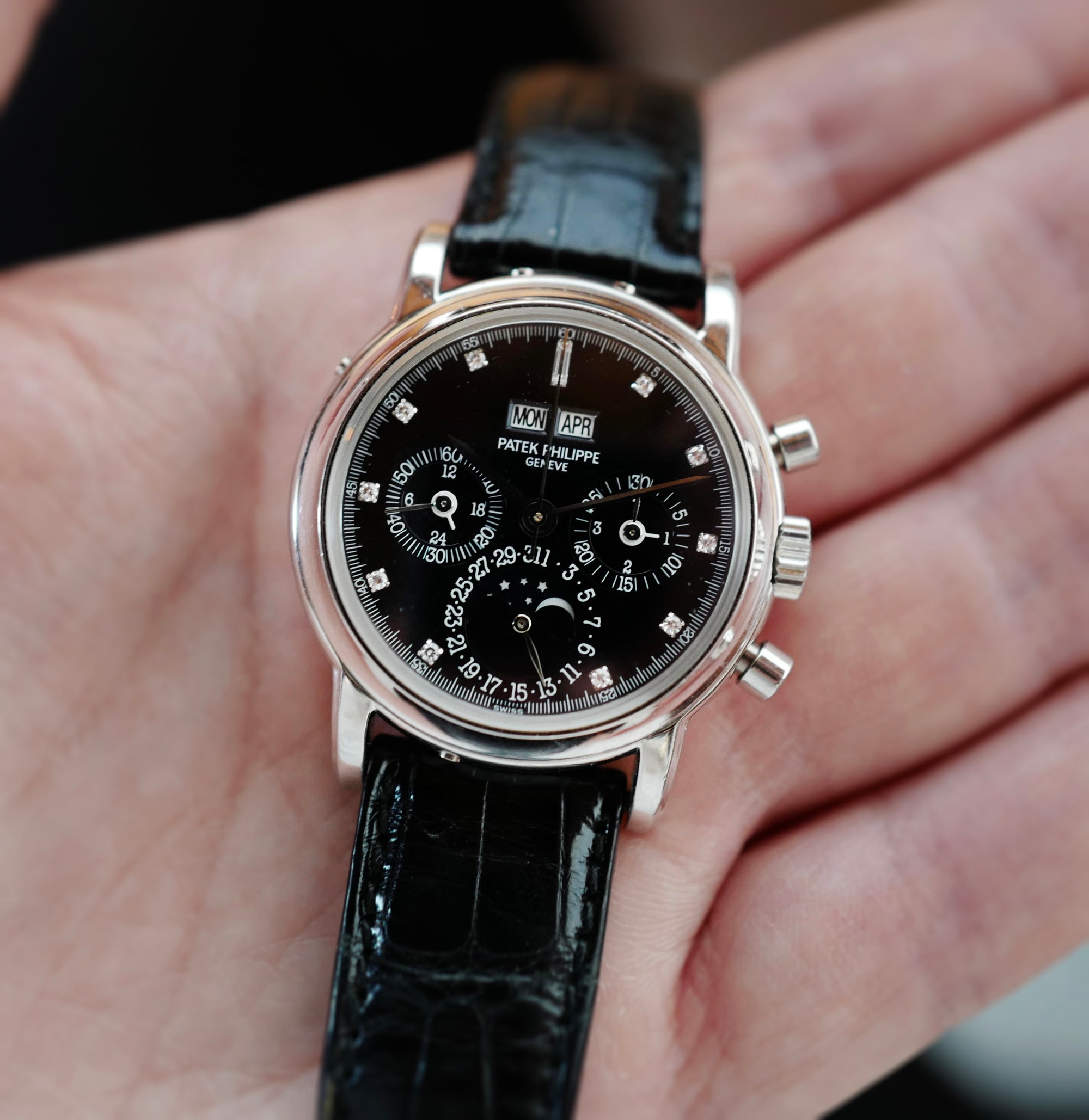 Patek Philippe - Patek Philippe Platinum Perpetual Calendar Chronograph Ref. 3970P with Original Box and Papers - The Keystone Watches