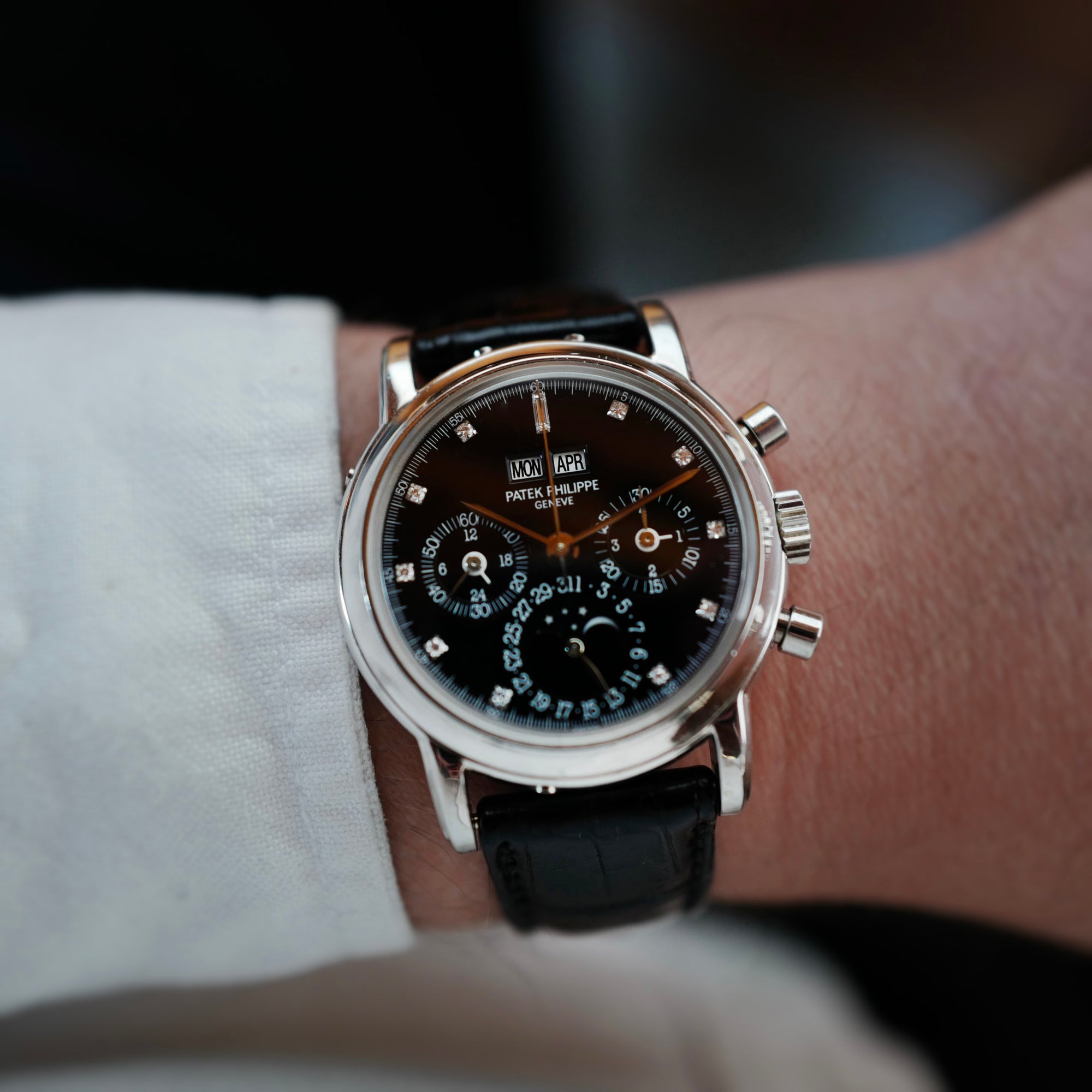 Patek Philippe - Patek Philippe Platinum Perpetual Calendar Chronograph Ref. 3970P with Original Box and Papers - The Keystone Watches