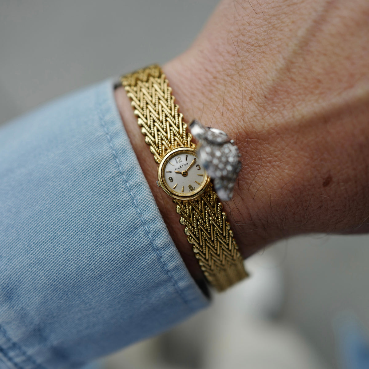 Cartier Yellow Gold Diamond Flower Cover Watch