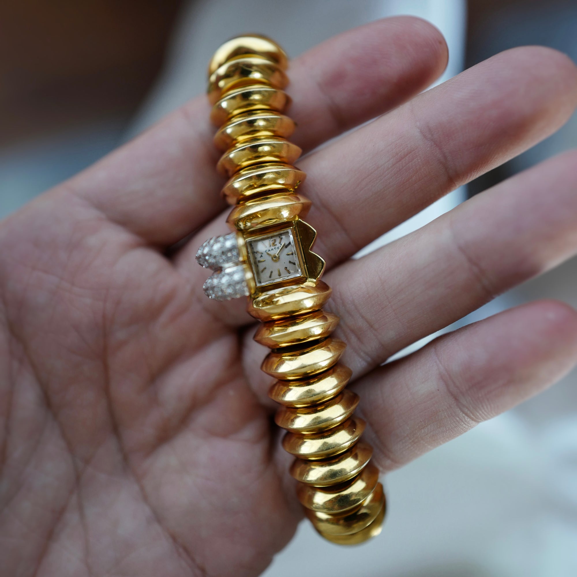 Cartier Yellow Gold Pave Diamond Cover Watch (New Arrival)