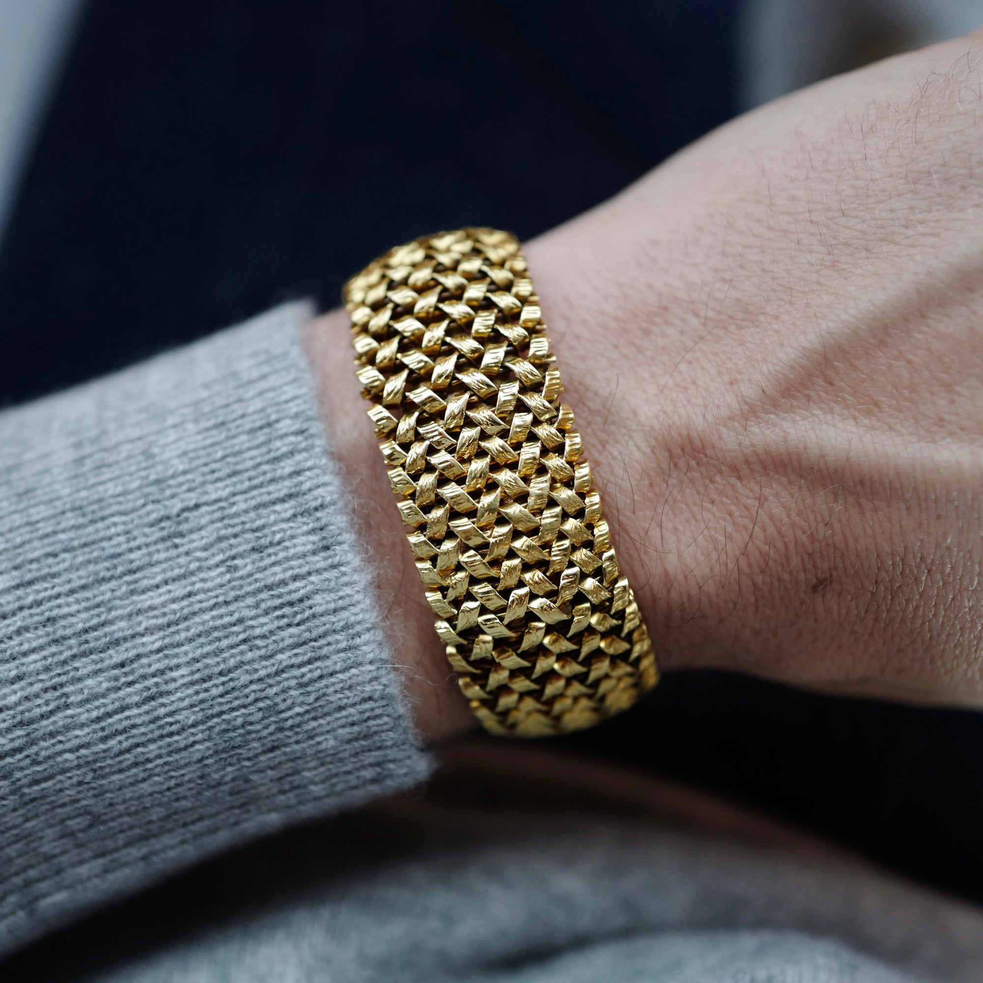 Rolex Yellow Gold Woven Bracelet Cover Watch with Gay Freres Bracelet
