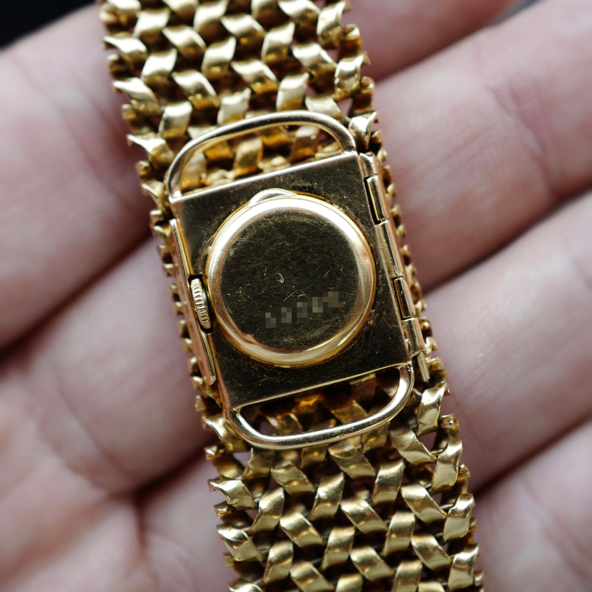 Rolex Yellow Gold Woven Bracelet Cover Watch with Gay Freres Bracelet