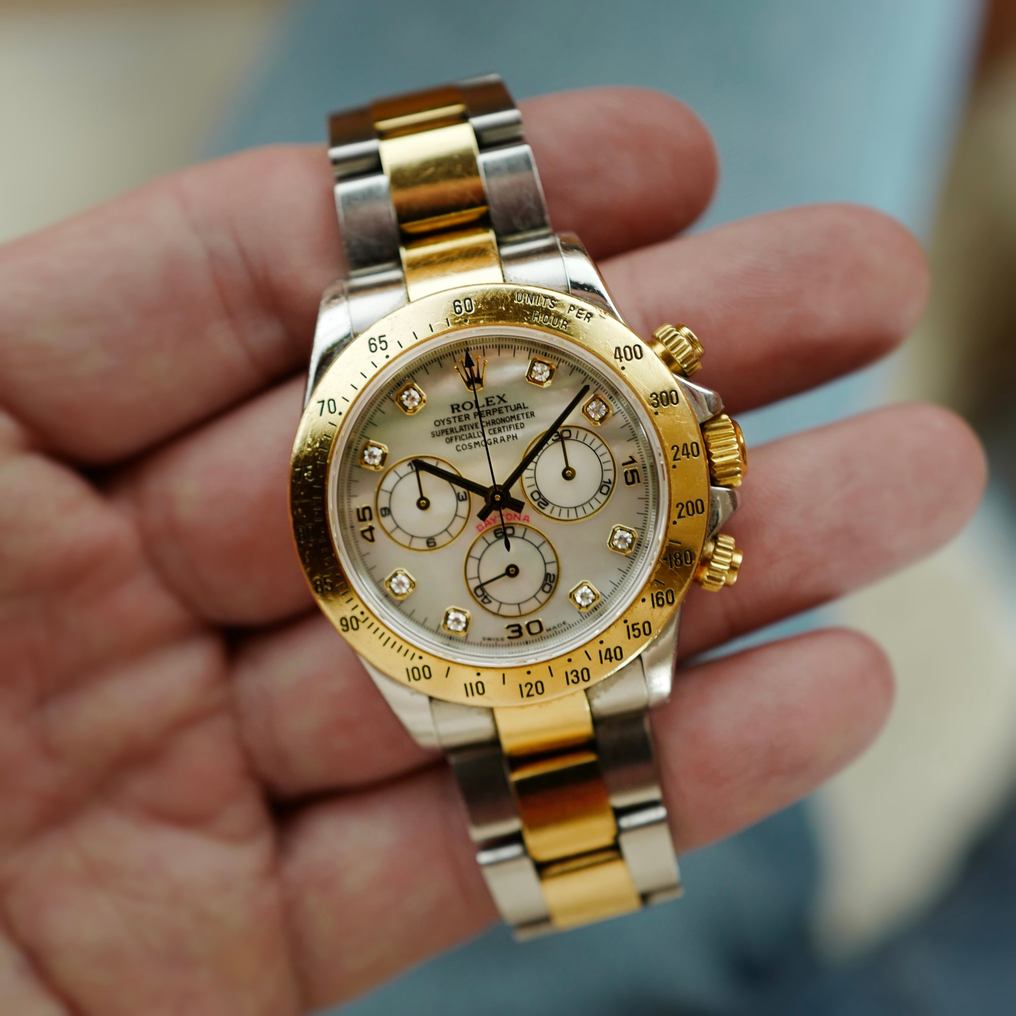 Rolex Two-Tone Daytona Ref. 116523 with Mother of Pearl Dial with Papers (New Arrival)