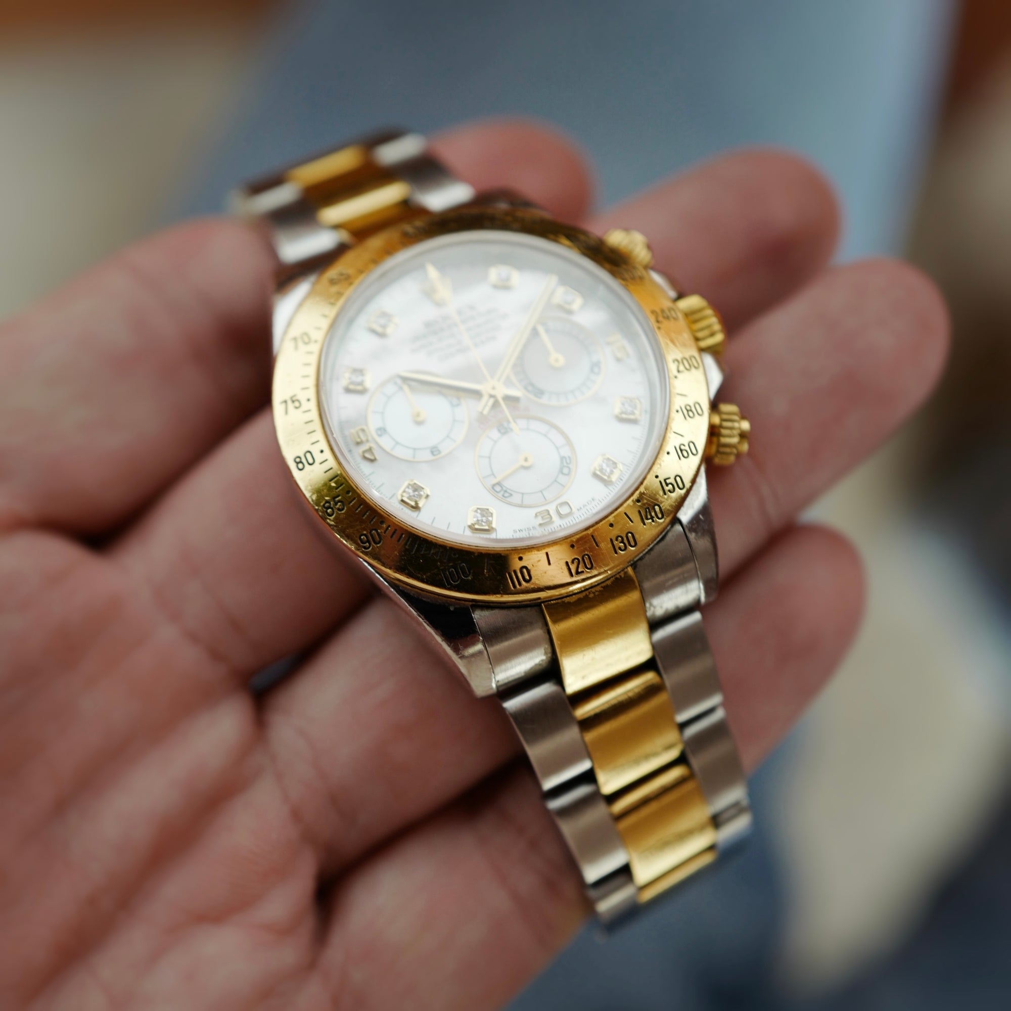 Rolex Two-Tone Daytona Ref. 116523 with Mother of Pearl Dial with Papers (New Arrival)