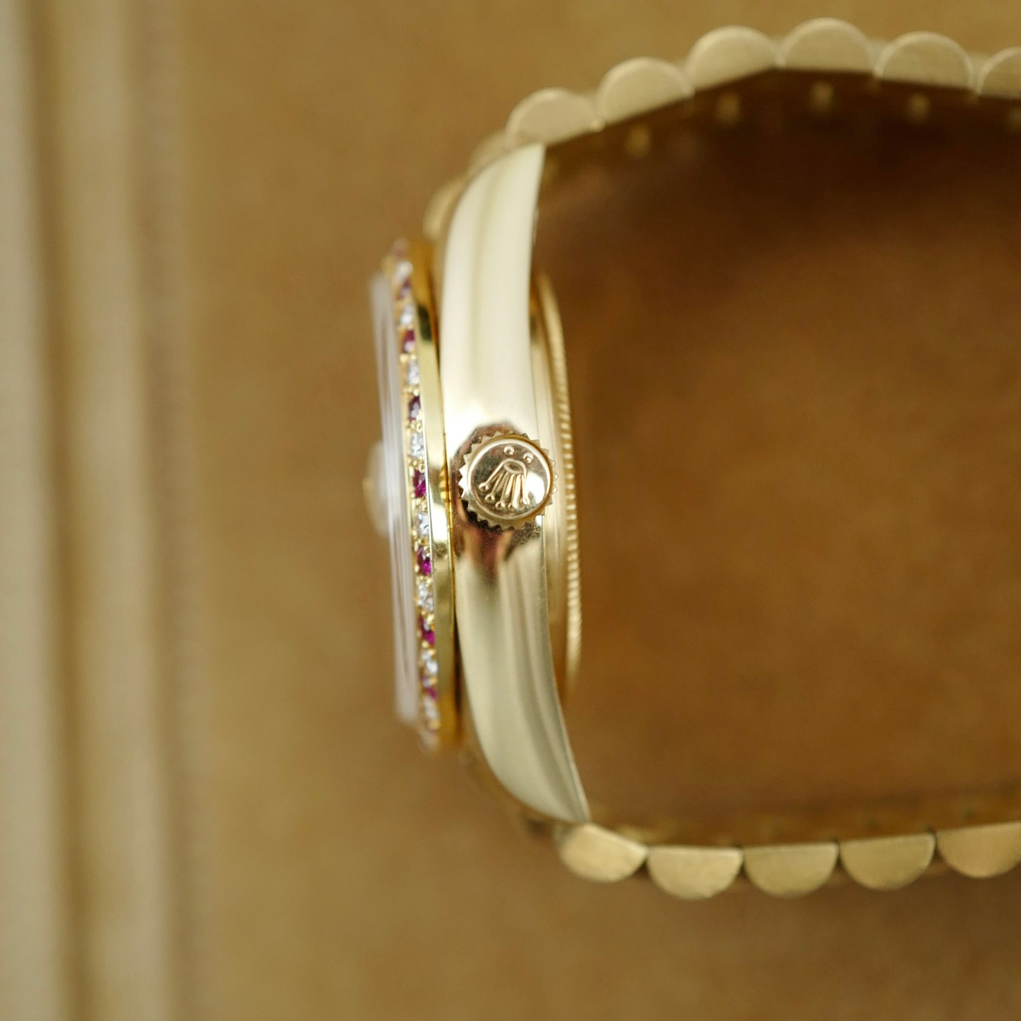 Rolex Yellow Gold Day-Date Ref. 18148 Diamond &amp; Ruby Bezel and Dial