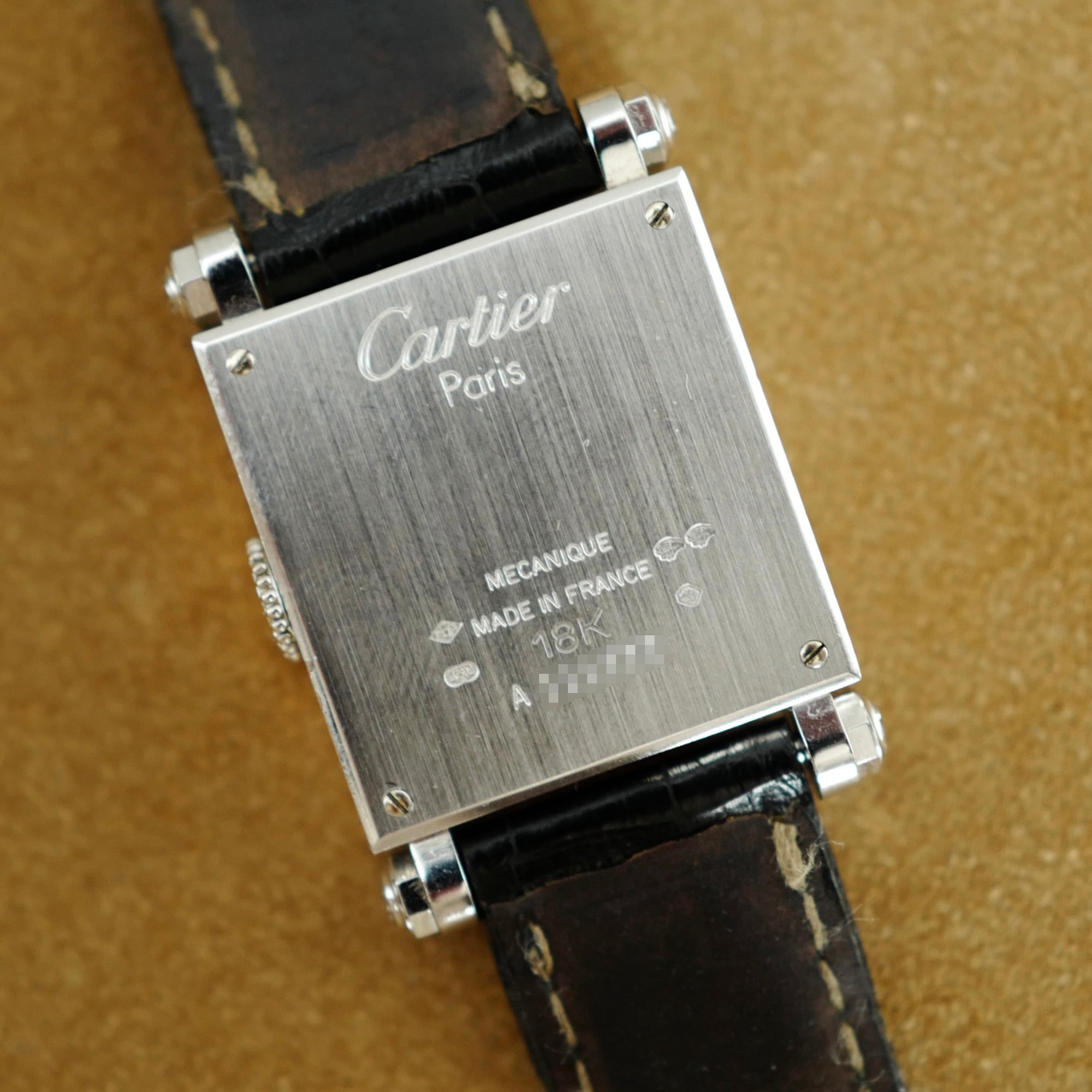 Cartier White Gold Rectangulaire a Pattes Vis Armurier Enamel Tank Watch (New Arrival)