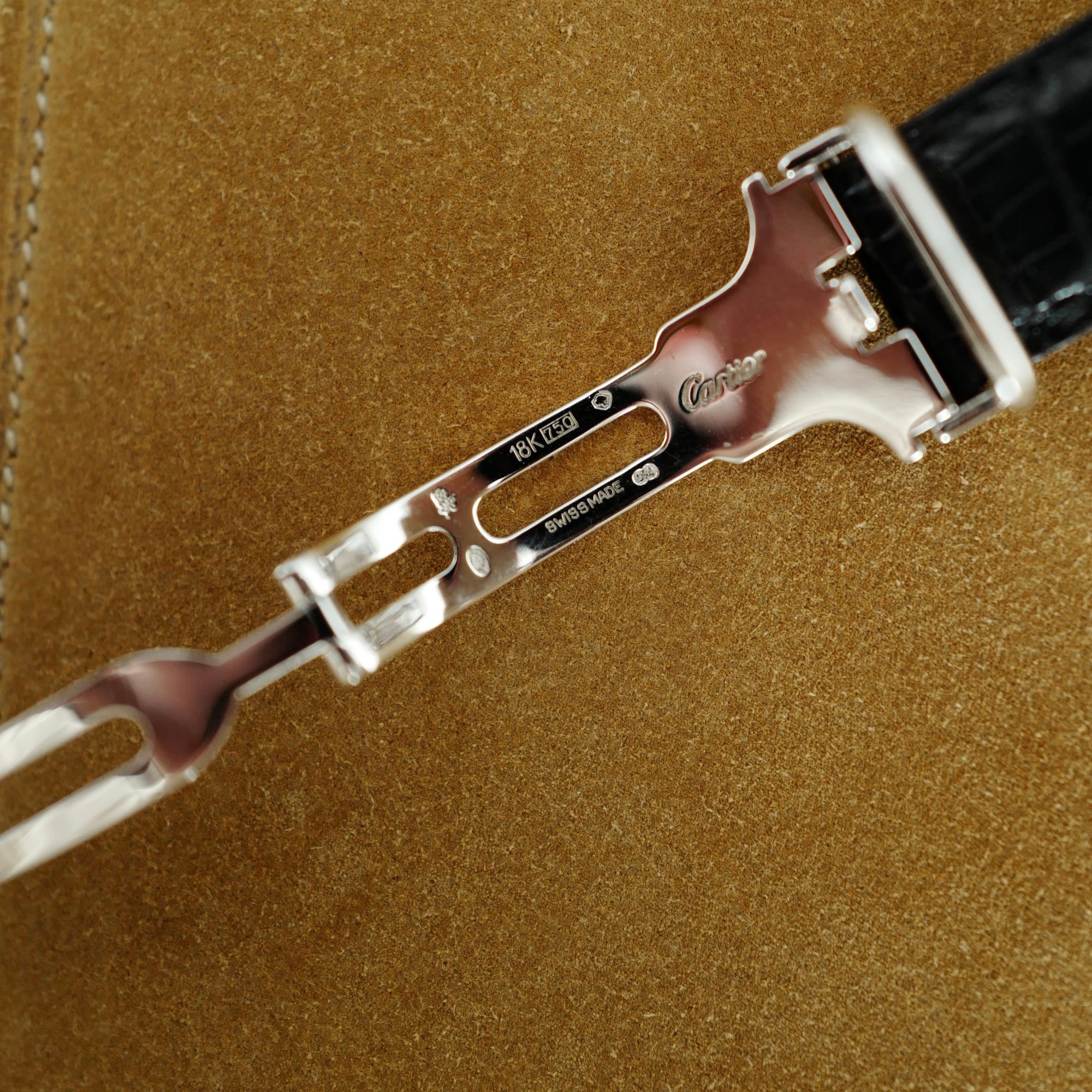 Cartier White Gold Rectangulaire a Pattes Vis Armurier Enamel Tank Watch (New Arrival)