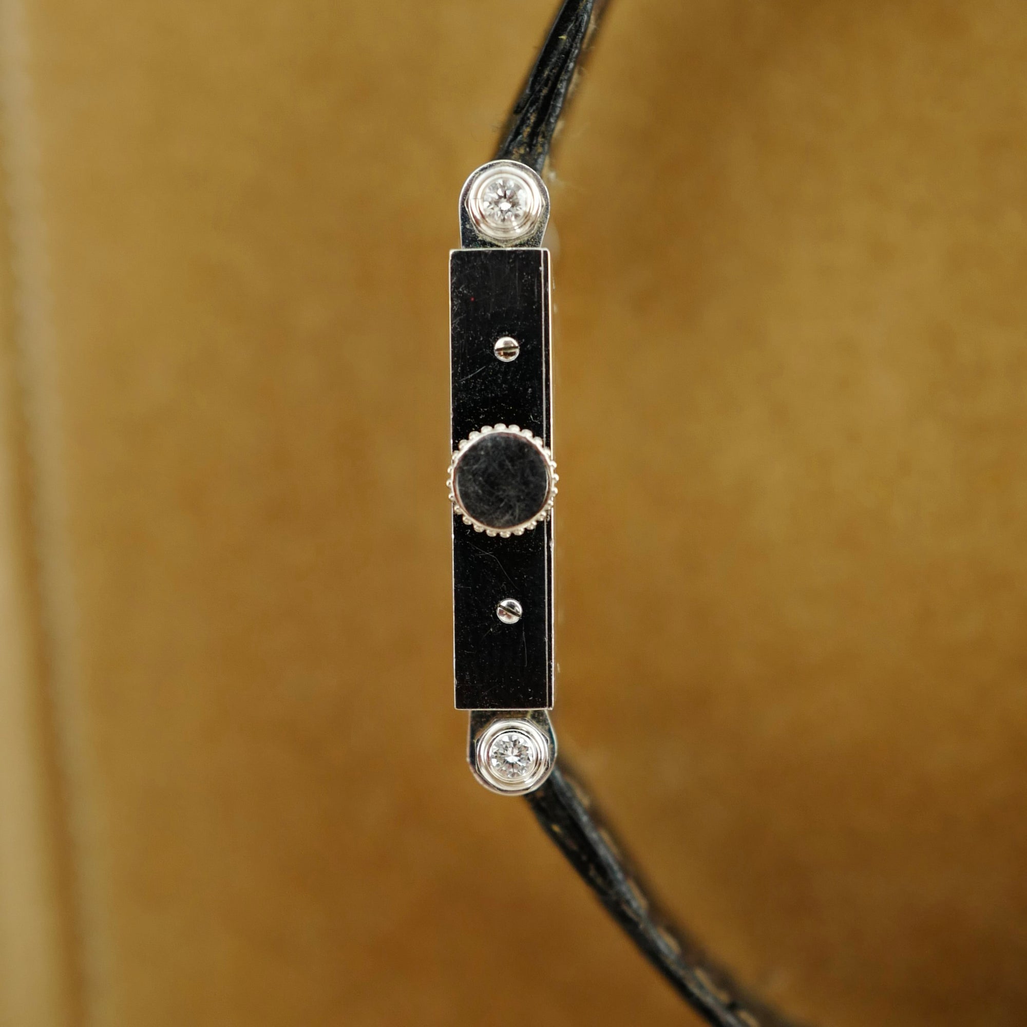Cartier White Gold Rectangulaire a Pattes Vis Armurier Enamel Tank Watch (New Arrival)