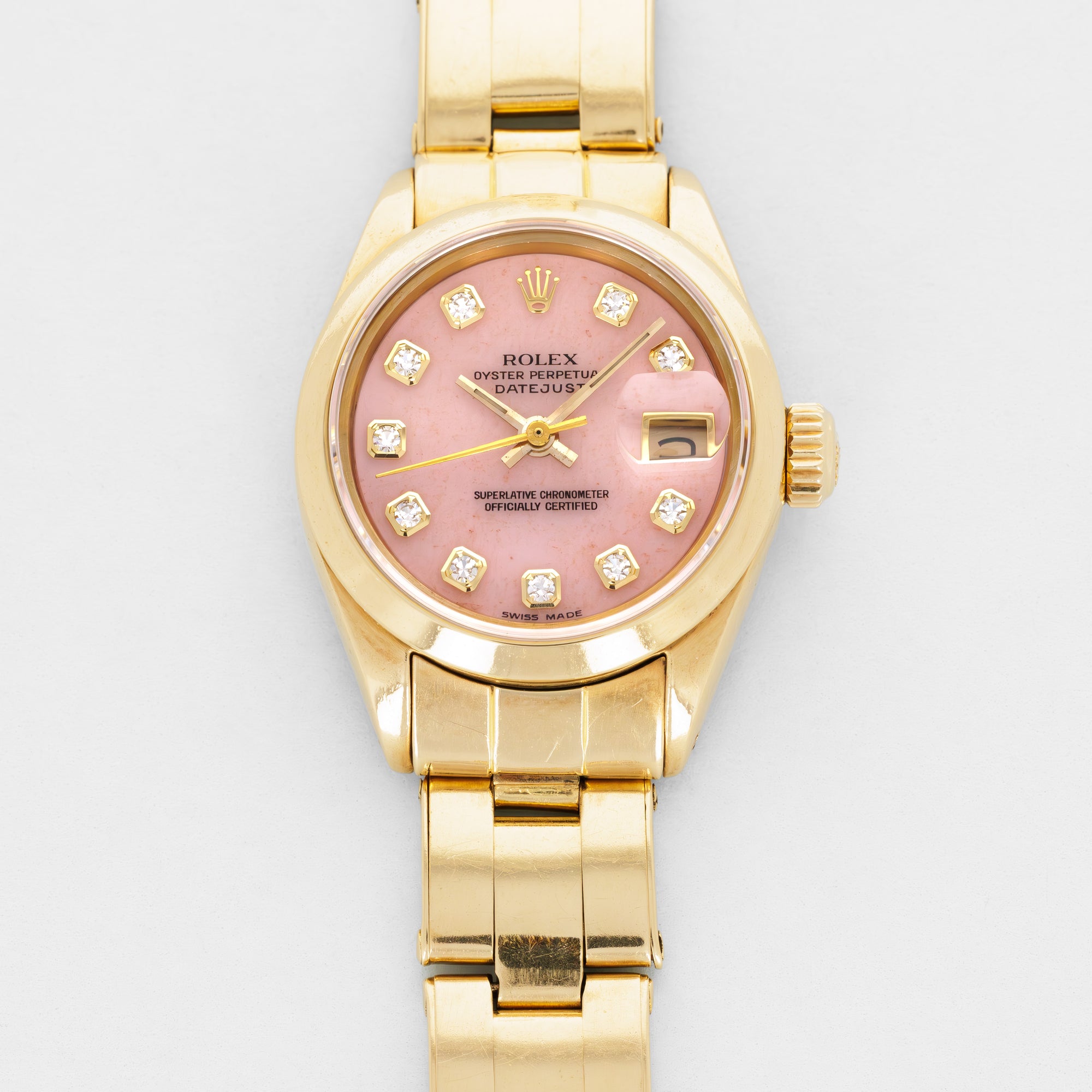 Rolex Yellow Gold Datejust Ref. 6916 with Pink Stone Dial