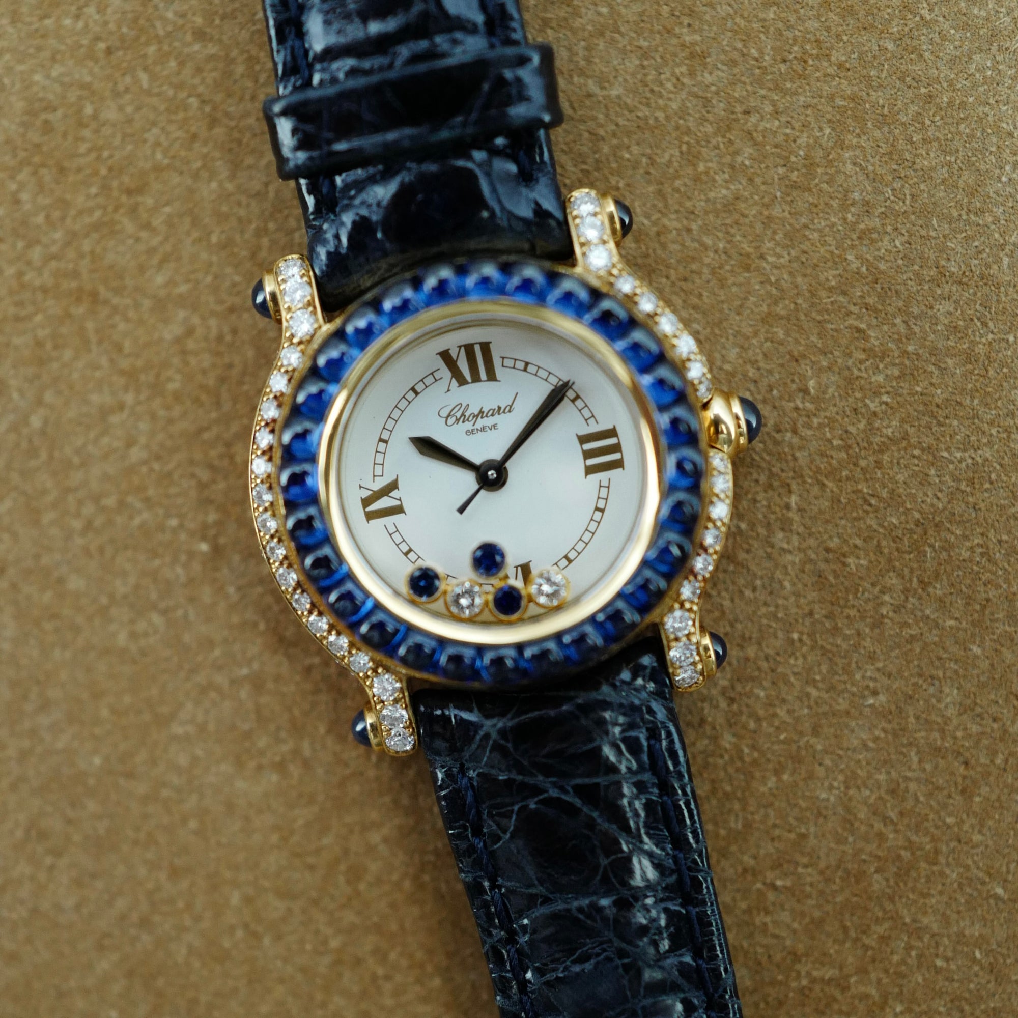 Chopard Yellow Gold Happy Diamonds Sapphire & Diamonds Ref. 27/6258-23 (New Arrival)