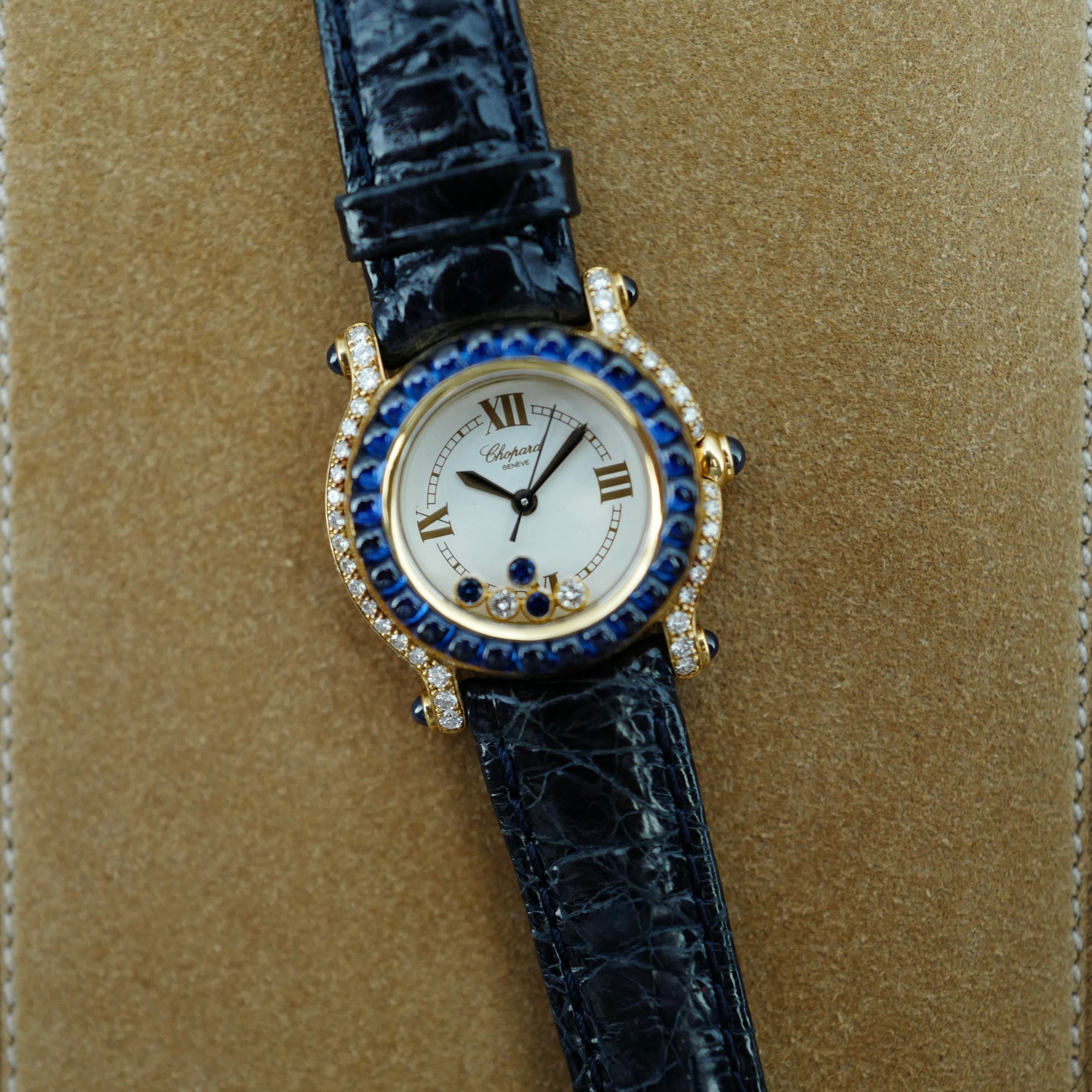 Chopard Yellow Gold Happy Diamonds Sapphire & Diamonds Ref. 27/6258-23 (New Arrival)