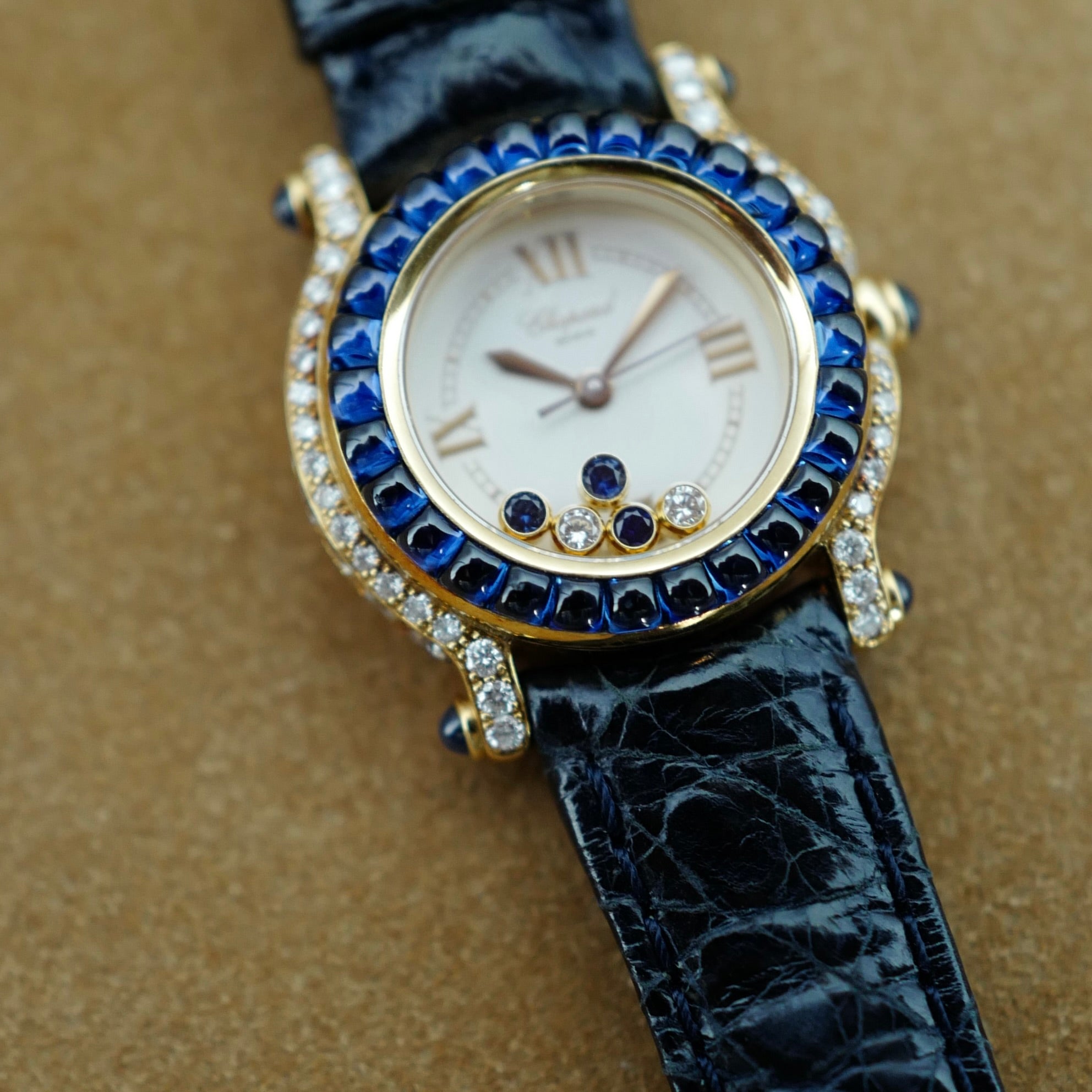 Chopard Yellow Gold Happy Diamonds Sapphire &amp; Diamonds Ref. 27/6258-23 (New Arrival)