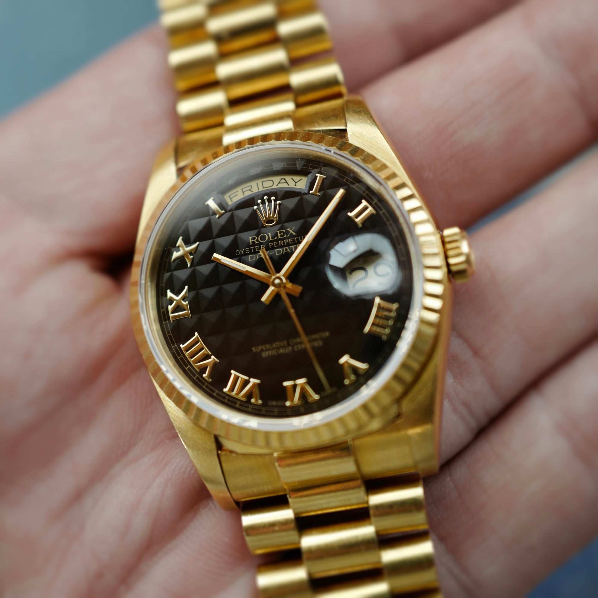 Rolex Yellow Gold Day-Date Ref. 18238 Pyramid Dial