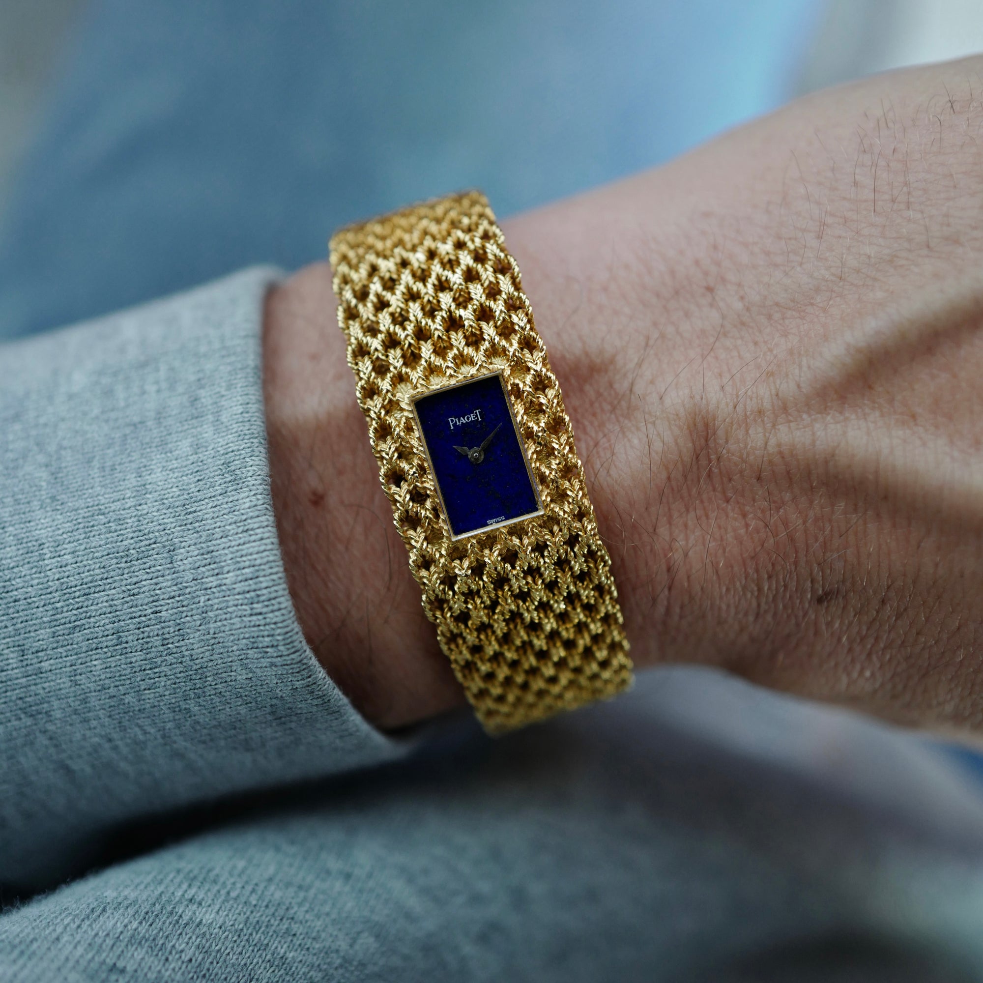 Piaget Yellow Gold Lapis Braided Bracelet Watch (New Arrival)