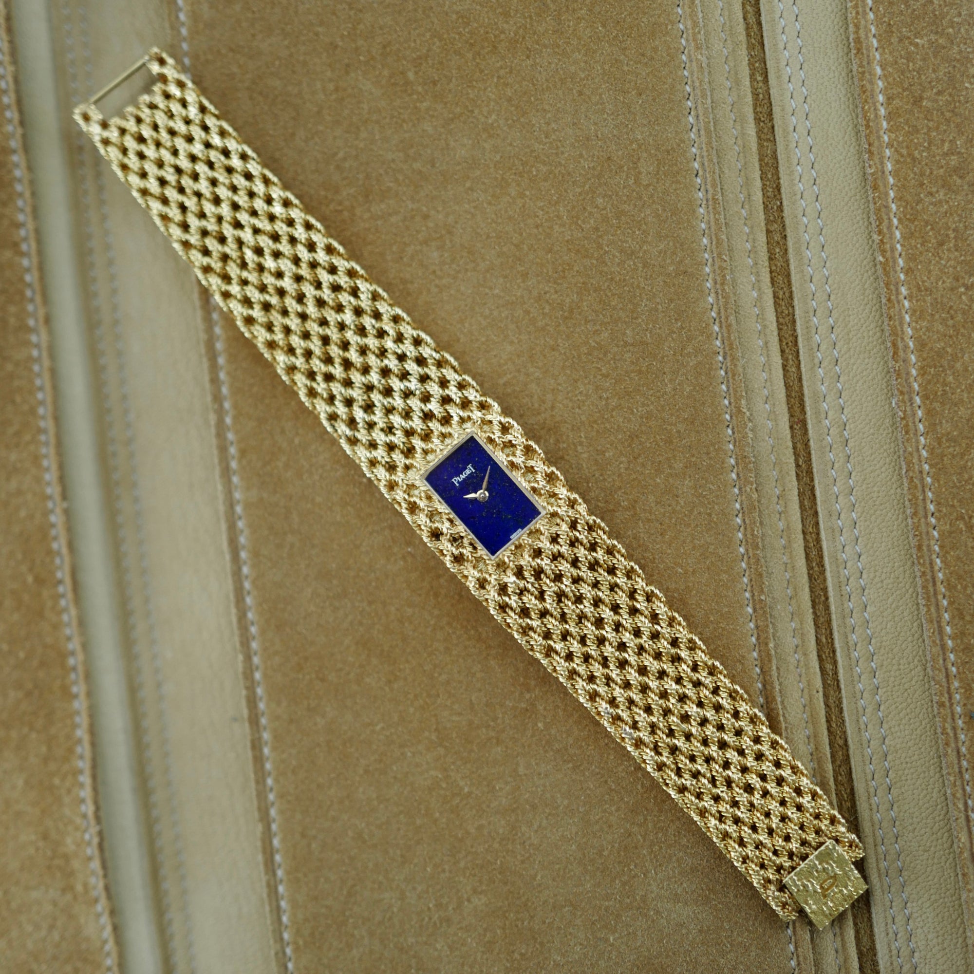 Piaget Yellow Gold Lapis Braided Bracelet Watch (New Arrival)