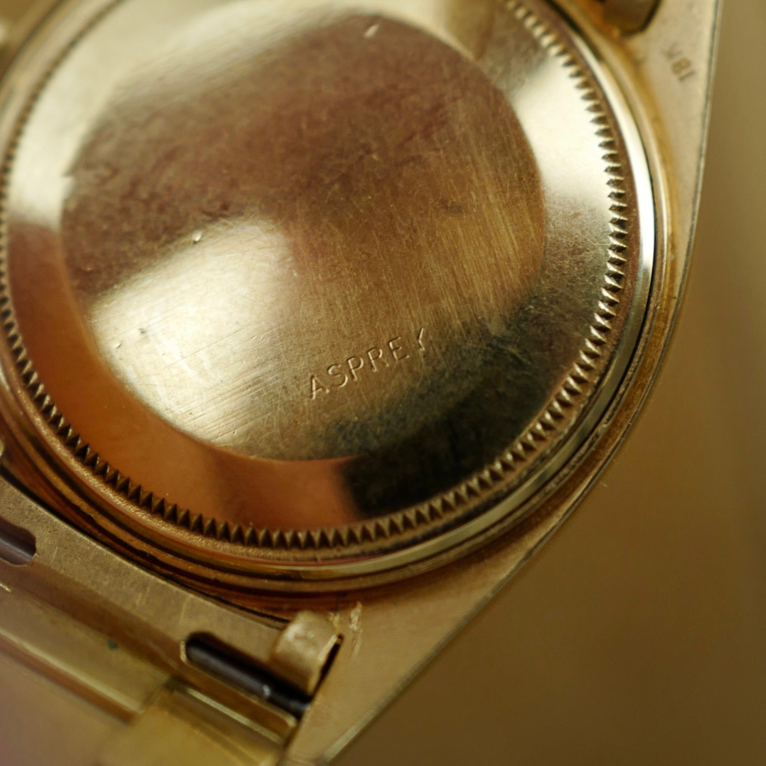 Rolex Yellow Gold Day-Date Ref. 1803 with Peach Stella Dial Retailed by Asprey