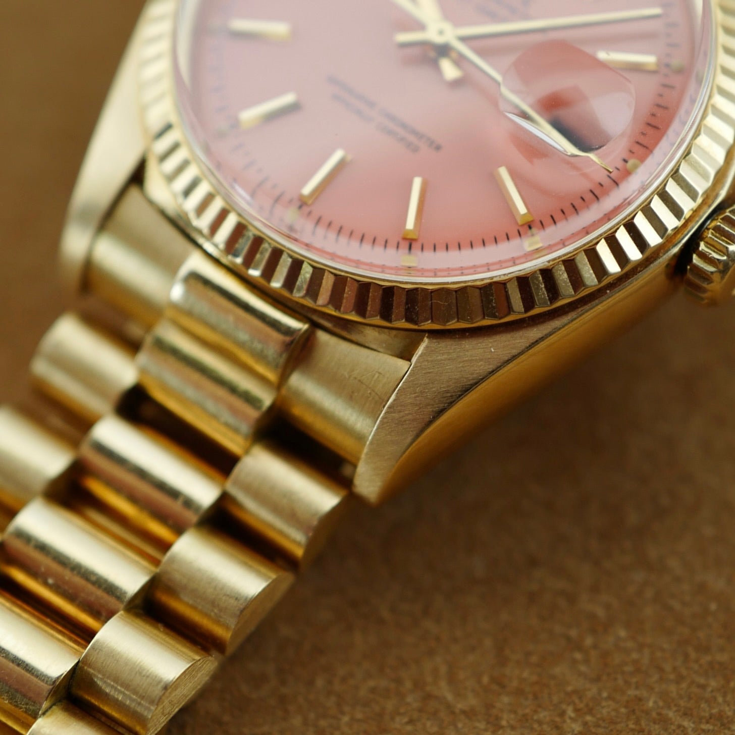 Rolex Yellow Gold Day-Date Ref. 1803 with Peach Stella Dial Retailed by Asprey