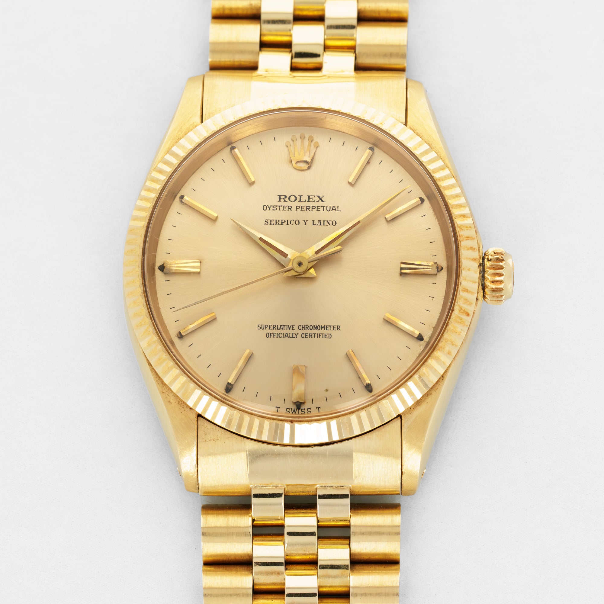 Rolex Yellow Gold Oyster Perpetual Serpico y Laino Watch Ref. 1005 in Top Condition