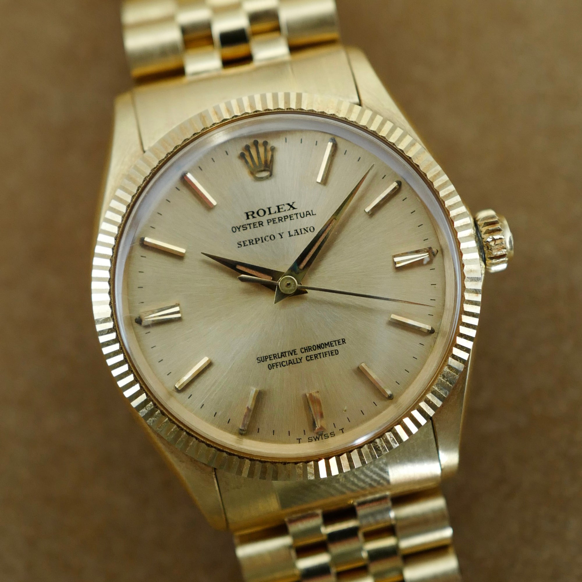Rolex Yellow Gold Oyster Perpetual Serpico y Laino Watch Ref. 1005 in Top Condition
