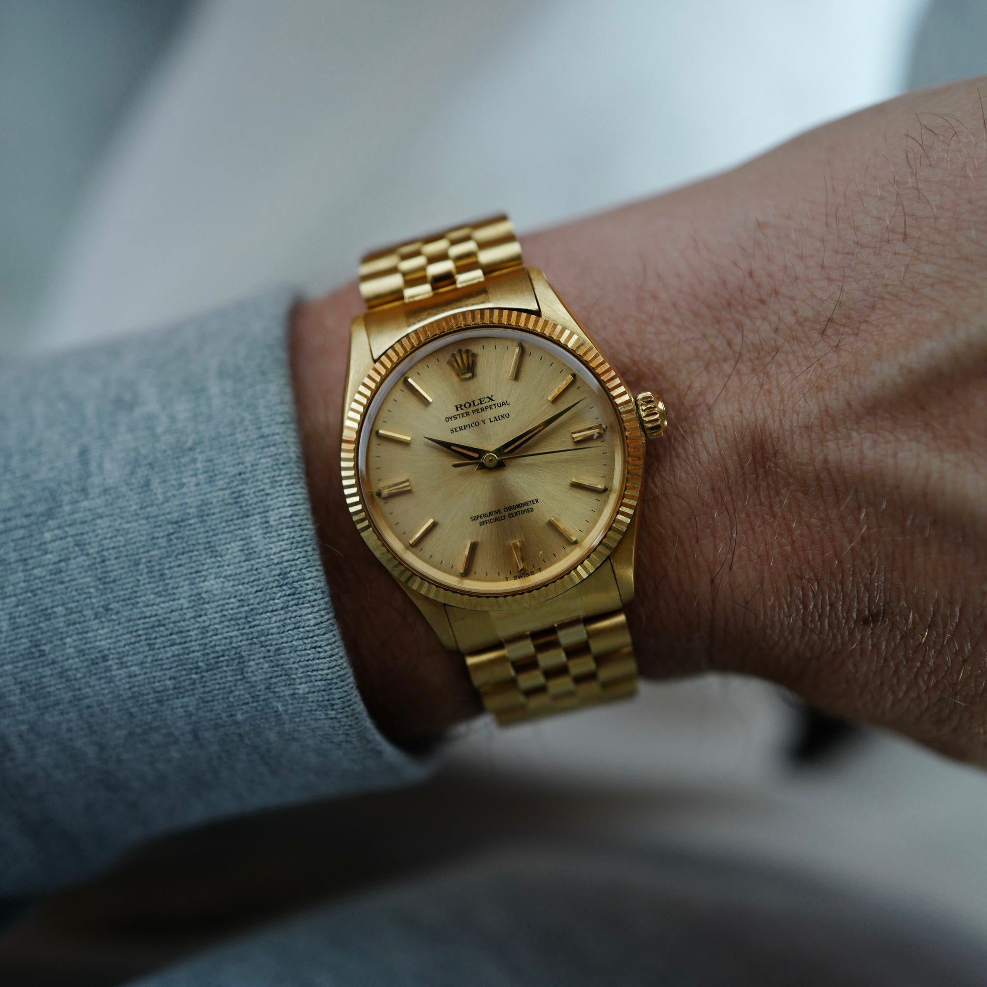 Rolex Yellow Gold Oyster Perpetual Serpico y Laino Watch Ref. 1005 in Top Condition