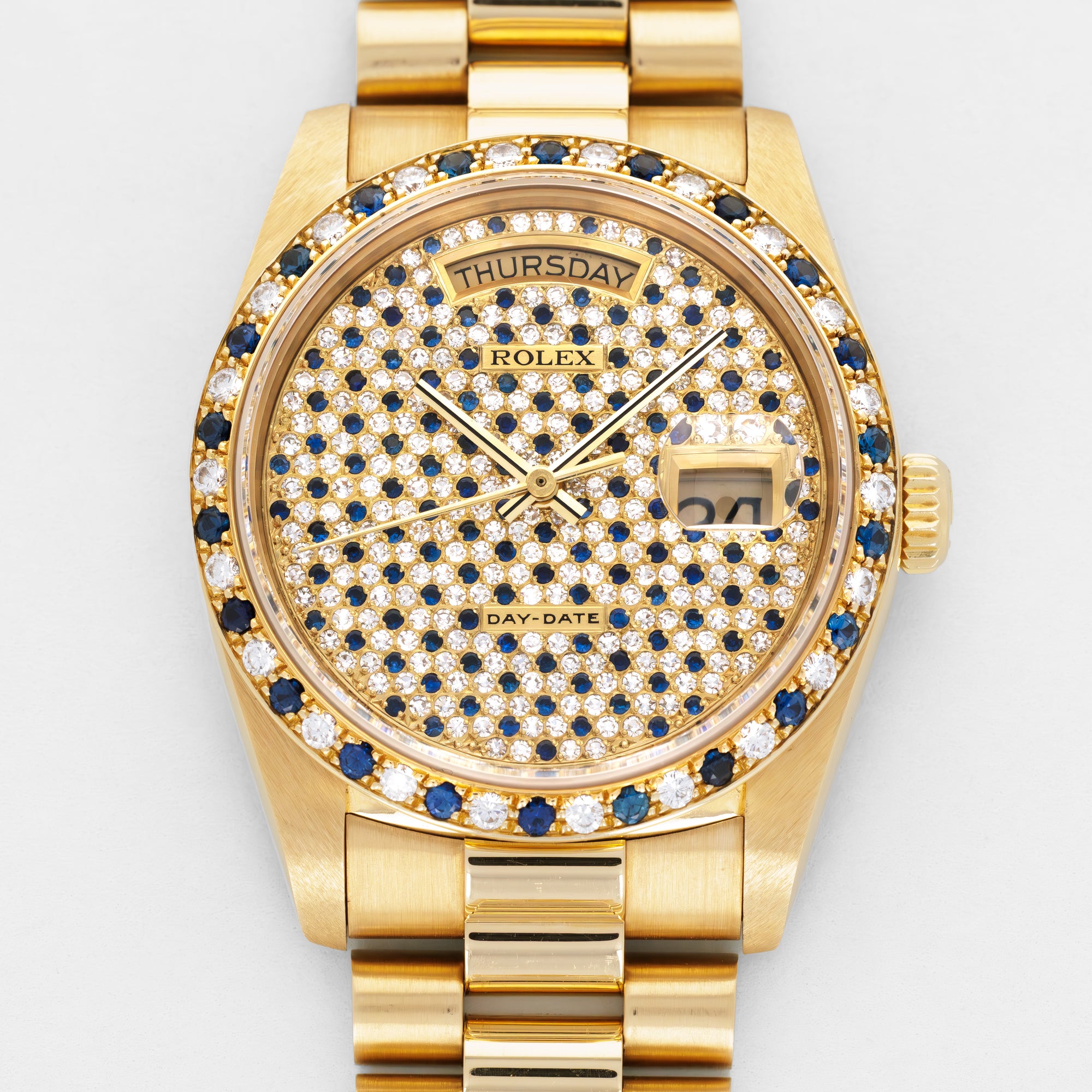 Rolex Yellow Gold Day-Date Sapphire &amp; Diamonds Watch Ref. 18148