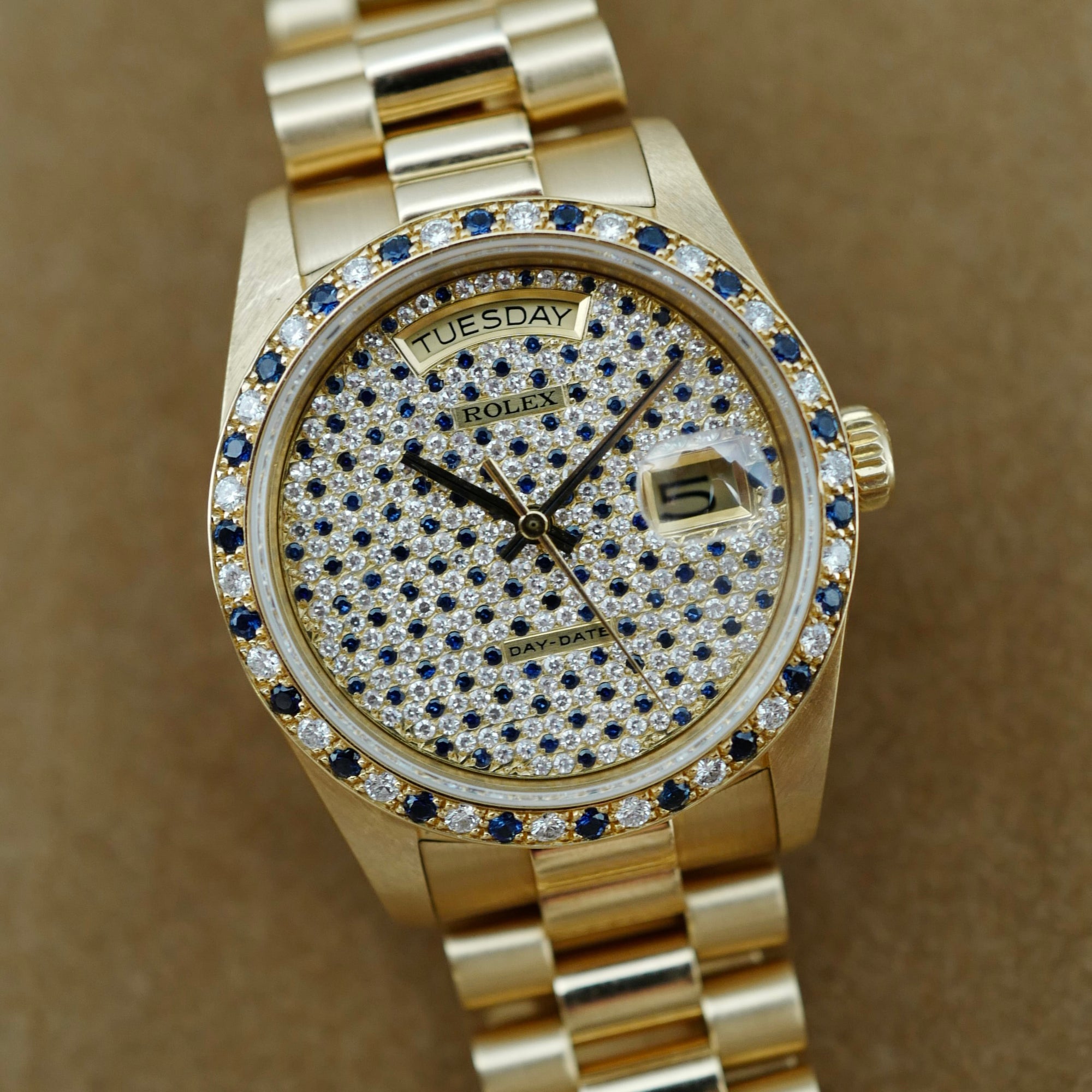 Rolex Yellow Gold Day-Date Sapphire &amp; Diamonds Watch Ref. 18148
