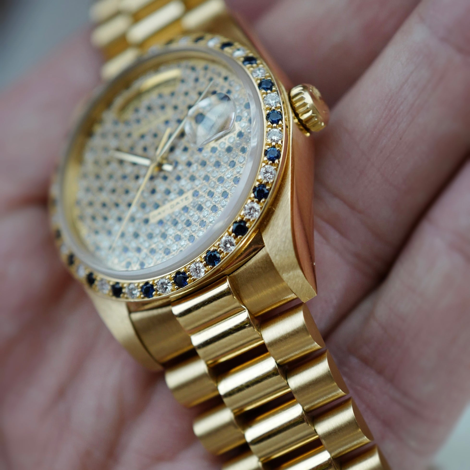 Rolex Yellow Gold Day-Date Sapphire &amp; Diamonds Watch Ref. 18148