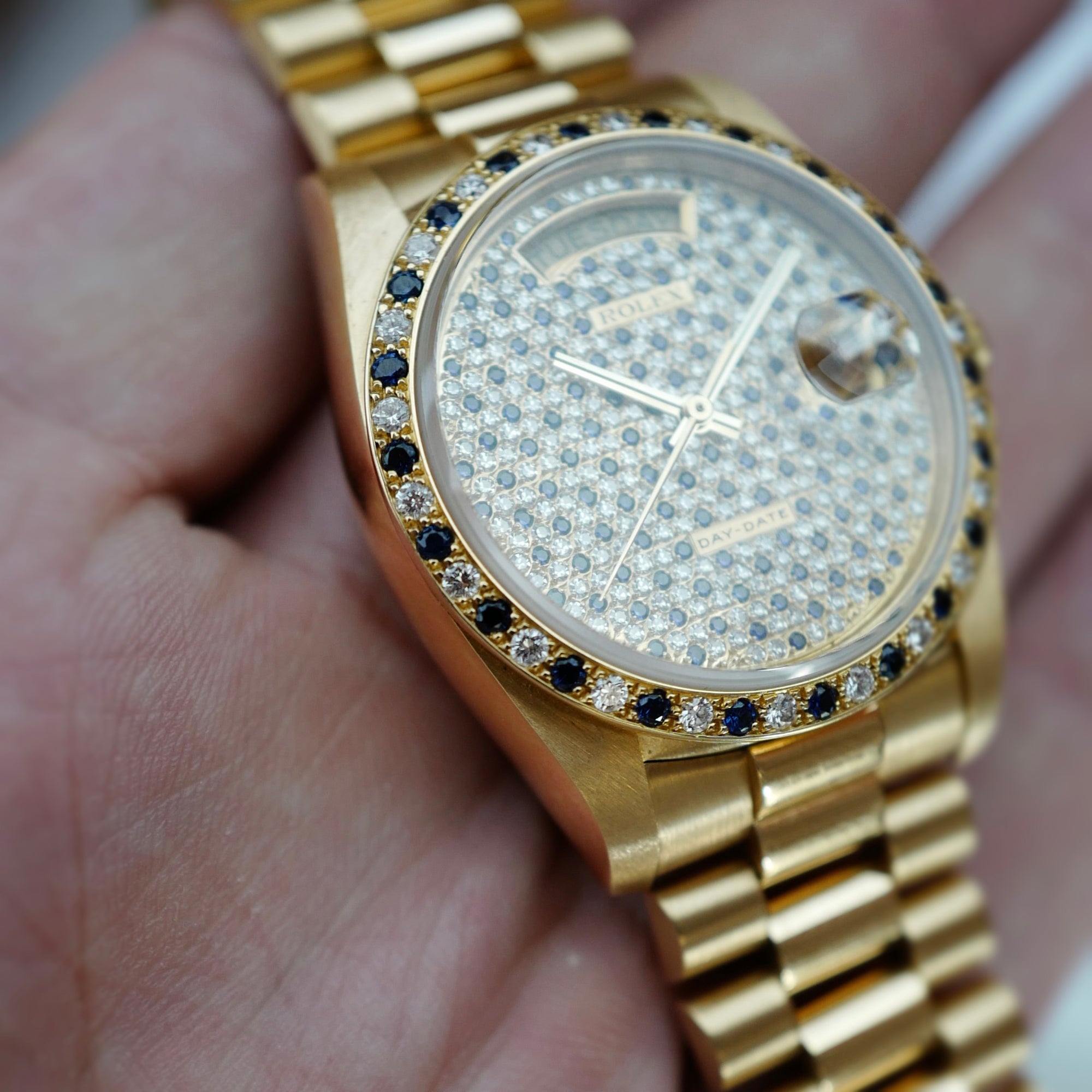 Rolex Yellow Gold Day-Date Sapphire &amp; Diamonds Watch Ref. 18148
