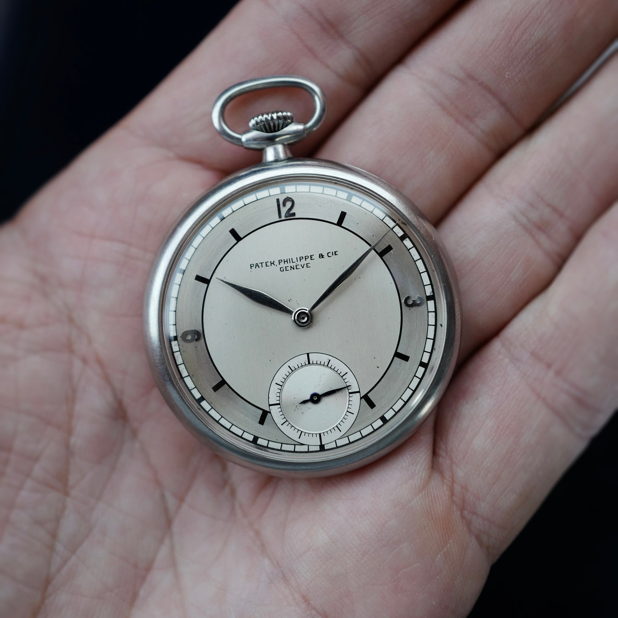 Patek Philippe Steel Sector Dial Pocket Watch, Circa 1921 (New Arrival)