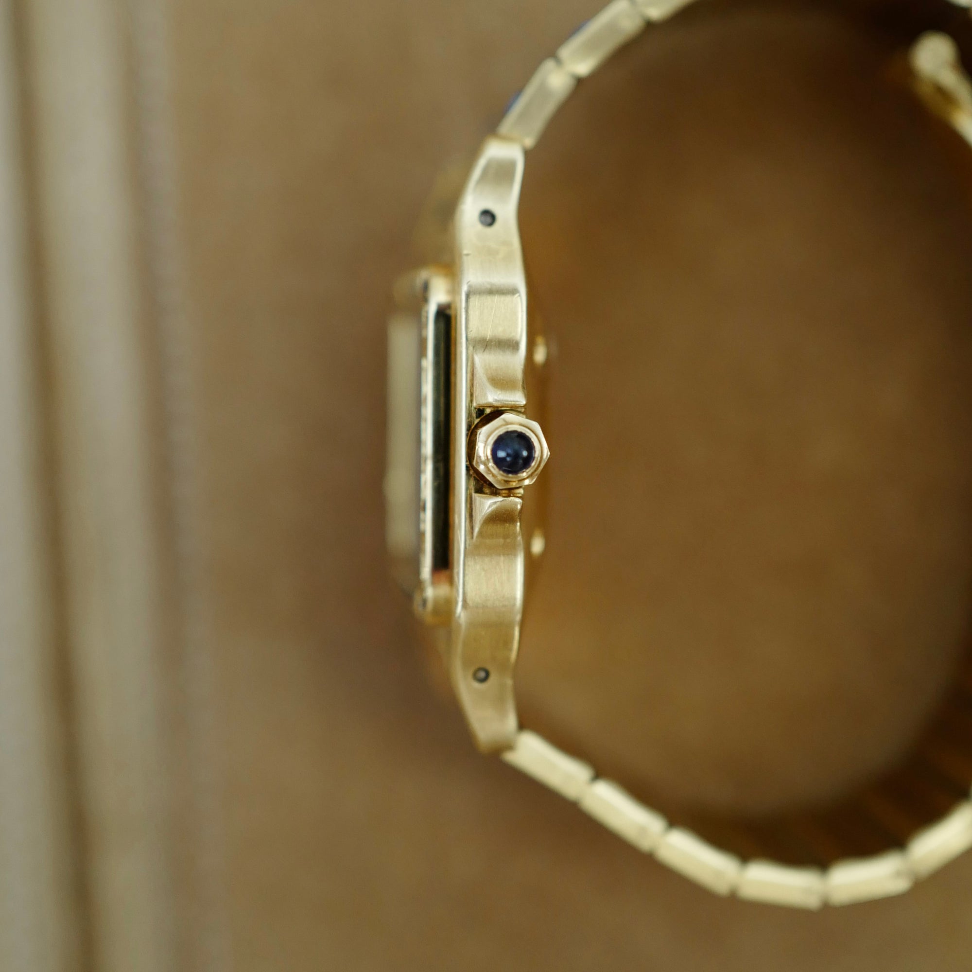 Cartier Yellow Gold Santos Ref. 81736781 with Sapphire Bezel and Bracelet (New Arrival)