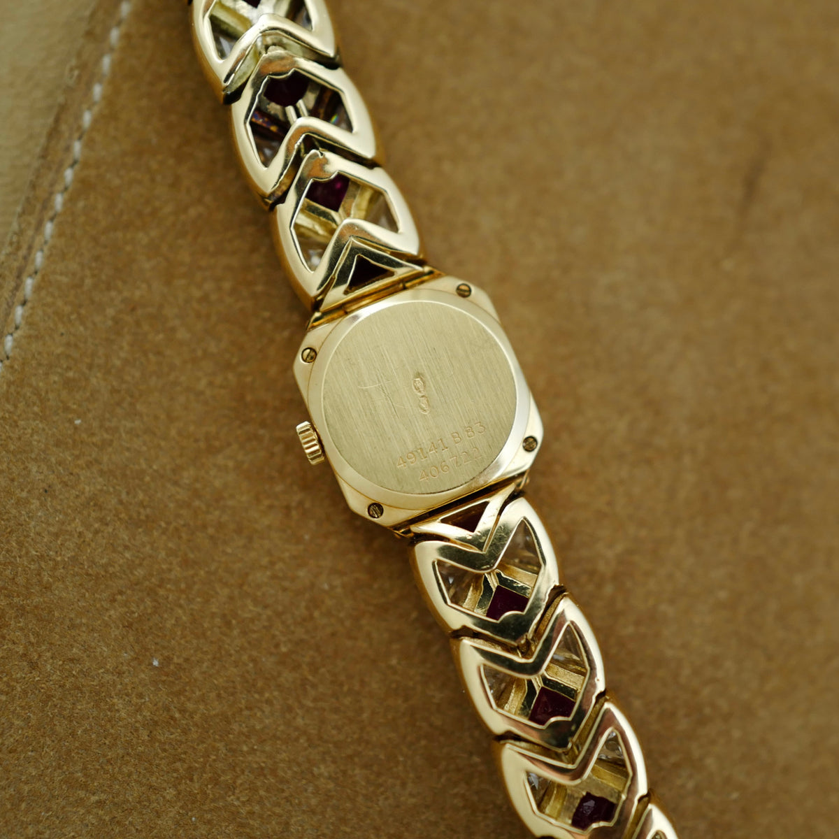 Piaget Yellow Gold Diamond and Ruby Bracelet Watch Ref. 49141