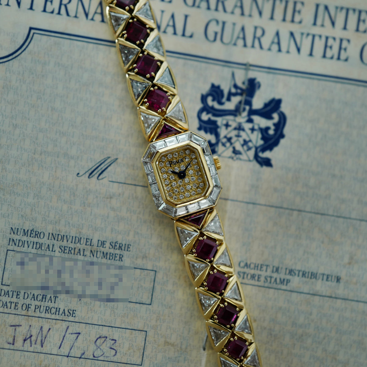 Piaget Yellow Gold Diamond and Ruby Bracelet Watch Ref. 49141