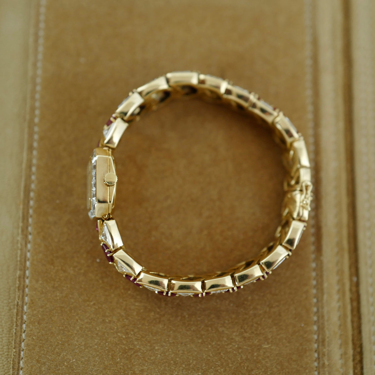 Piaget Yellow Gold Diamond and Ruby Bracelet Watch Ref. 49141