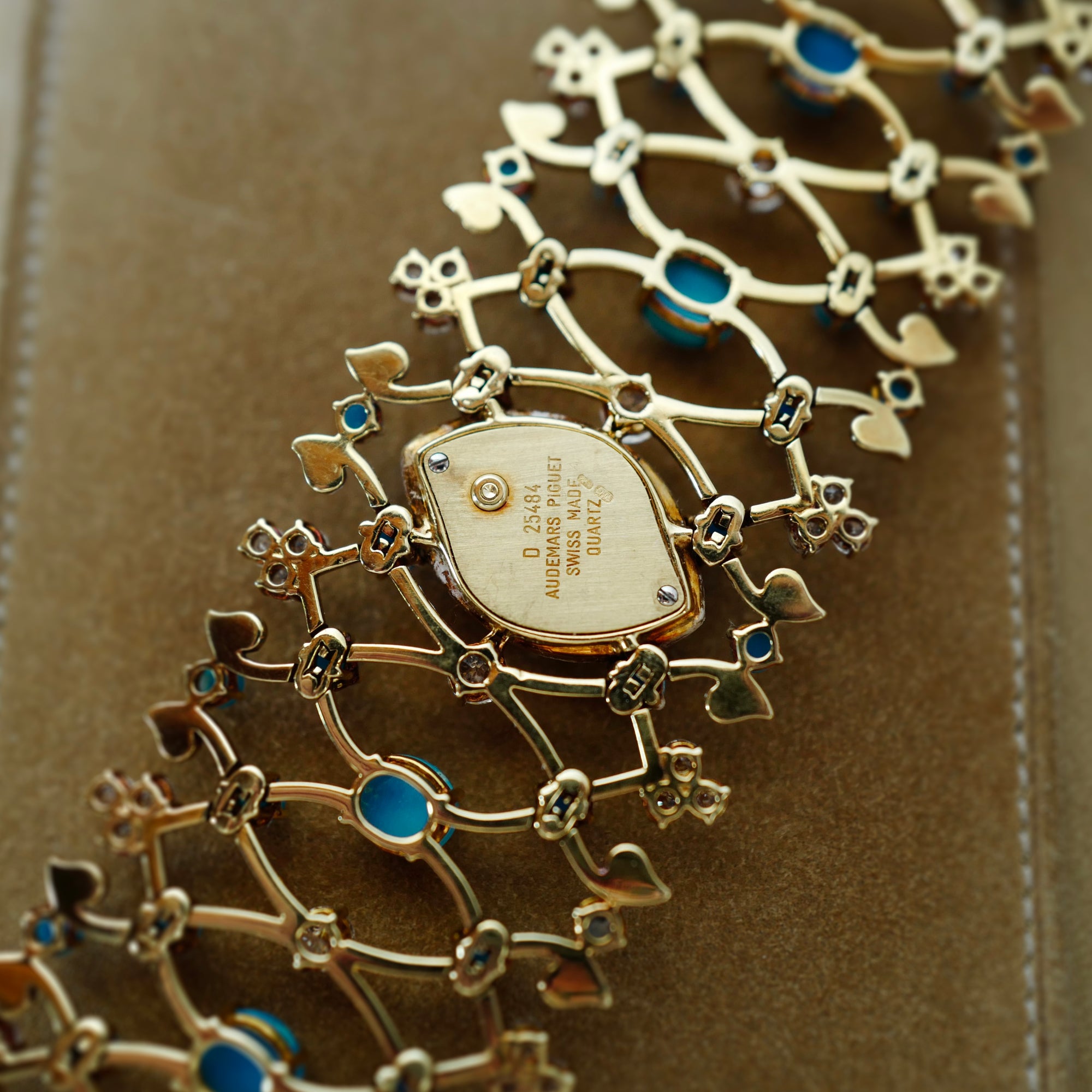 Audemars Piguet Yellow Gold Turquoise &amp; Diamond Bracelet Watch (New Arrival)