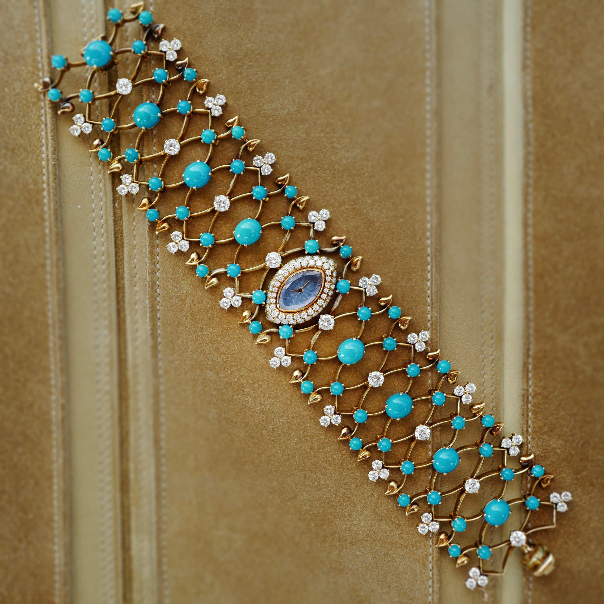 Audemars Piguet Yellow Gold Turquoise &amp; Diamond Bracelet Watch