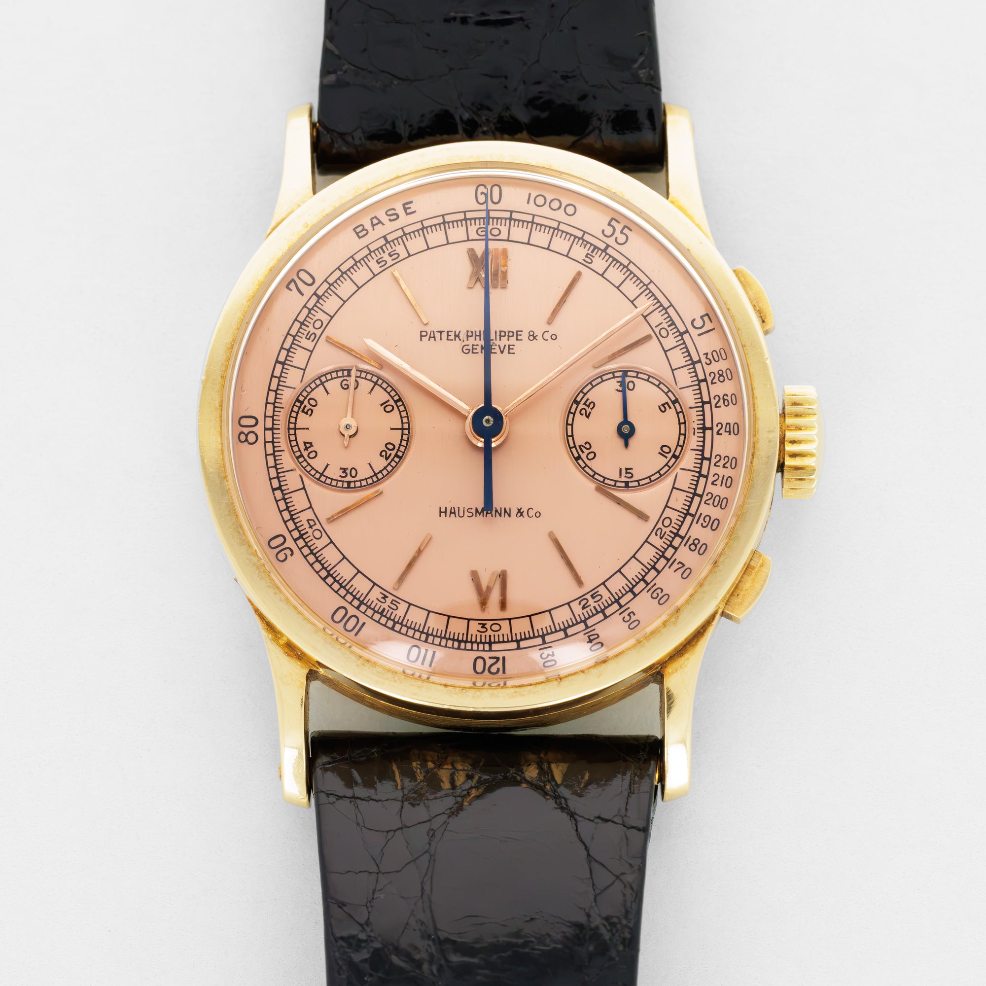 Patek Philippe Yellow Gold Chronograph Hausmann &amp; Co. Rose Dial Watch Ref. 533