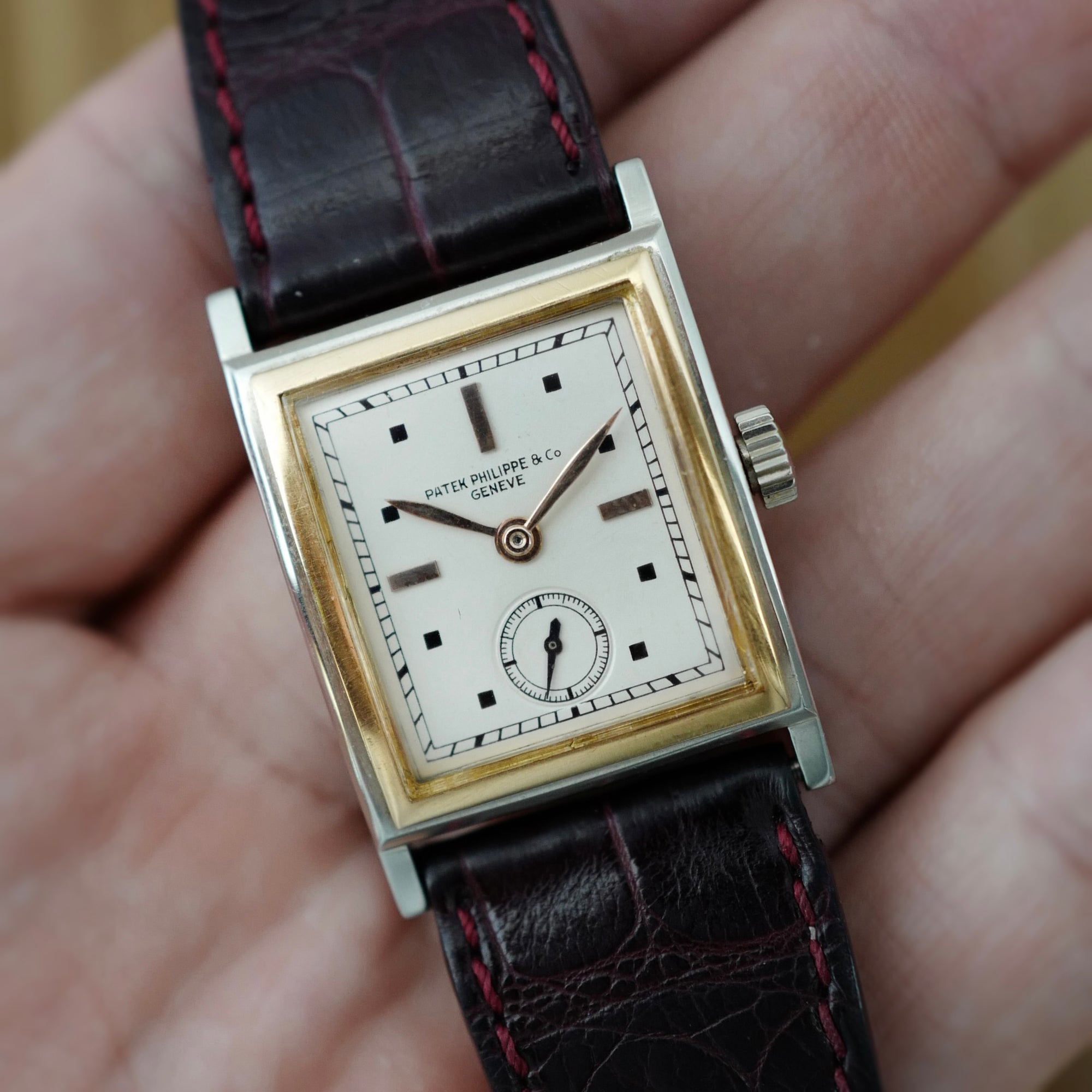 Patek Philippe White Gold &amp; Yellow Gold Rectangular Watch