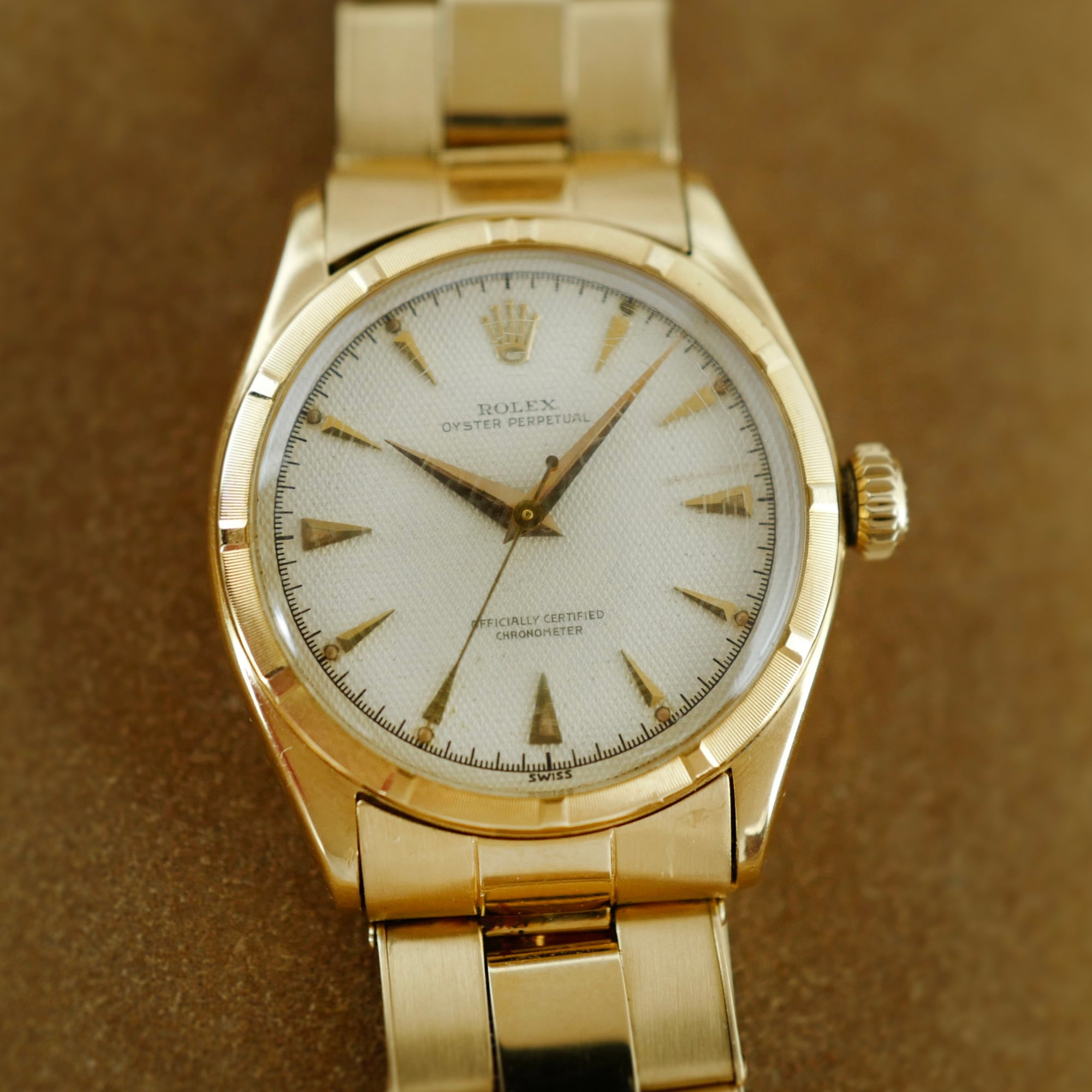 Rolex Yellow Gold Oyster Perpetual Honeycomb Watch Ref. 6085 (New Arrival)