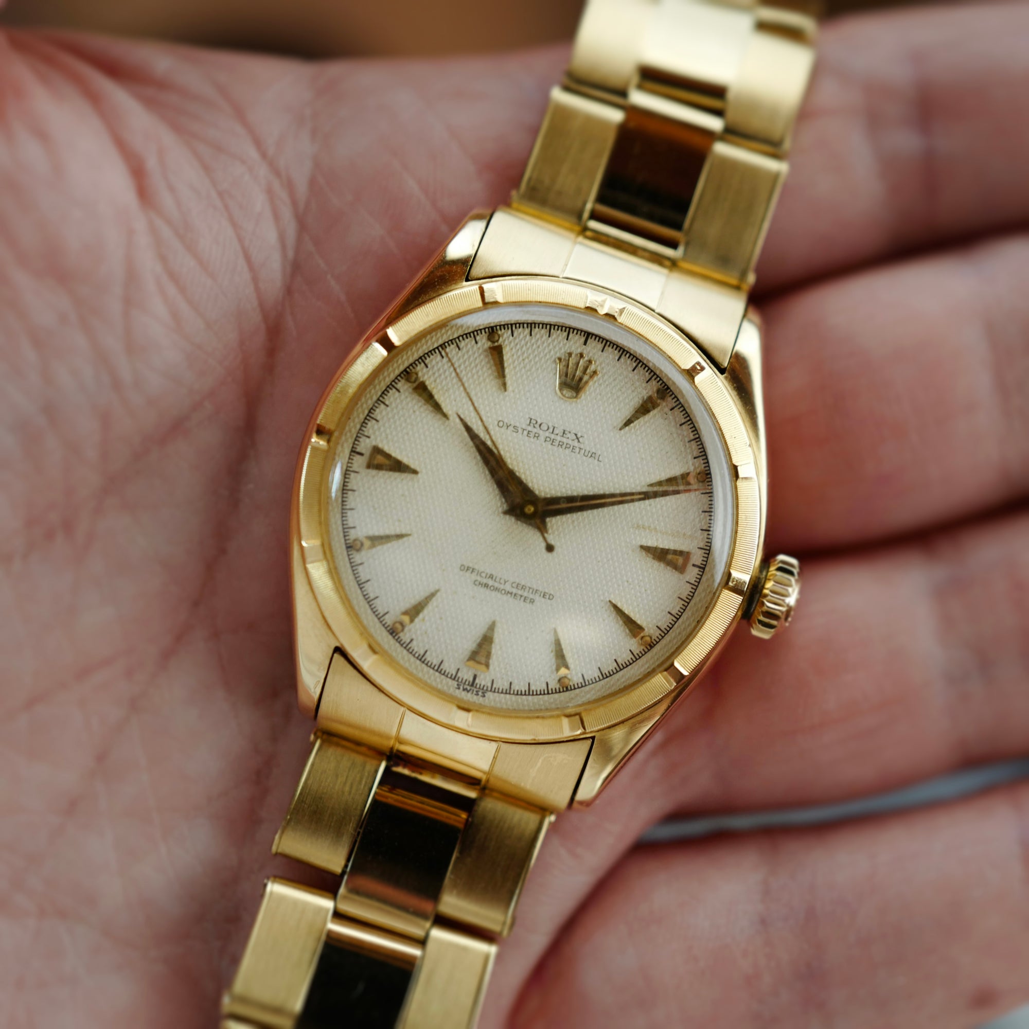 Rolex Yellow Gold Oyster Perpetual Honeycomb Watch Ref. 6085 (New Arrival)